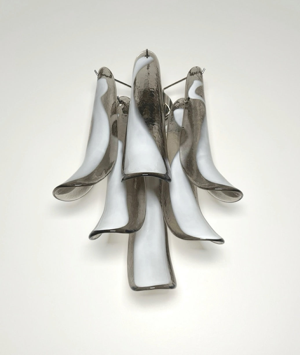 Pair of Vintage Italian Murano wall lights – smoked glass petals