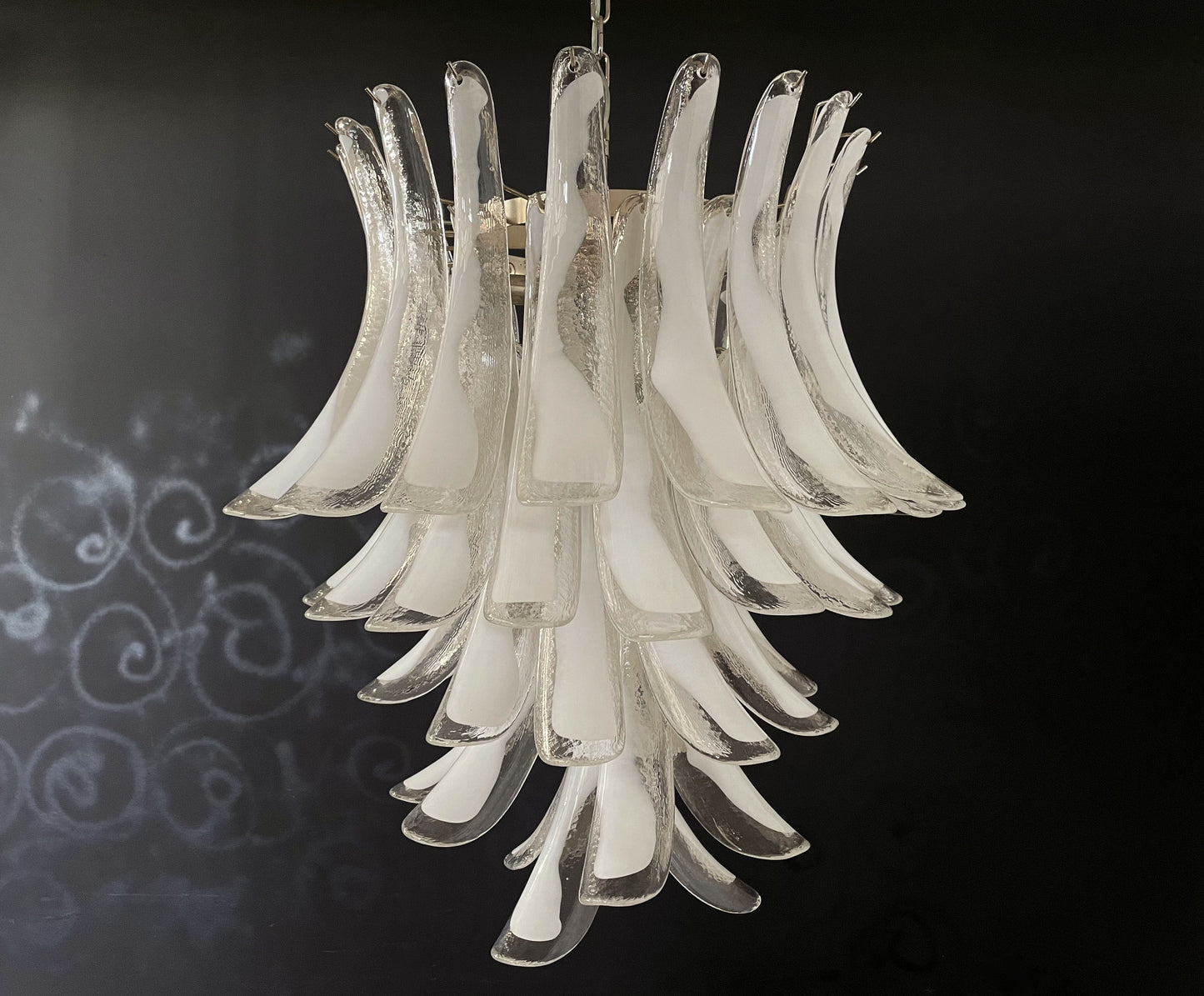 Murano-kroonluchter | 52 Duidelijke Witte Mazzega Petalen
