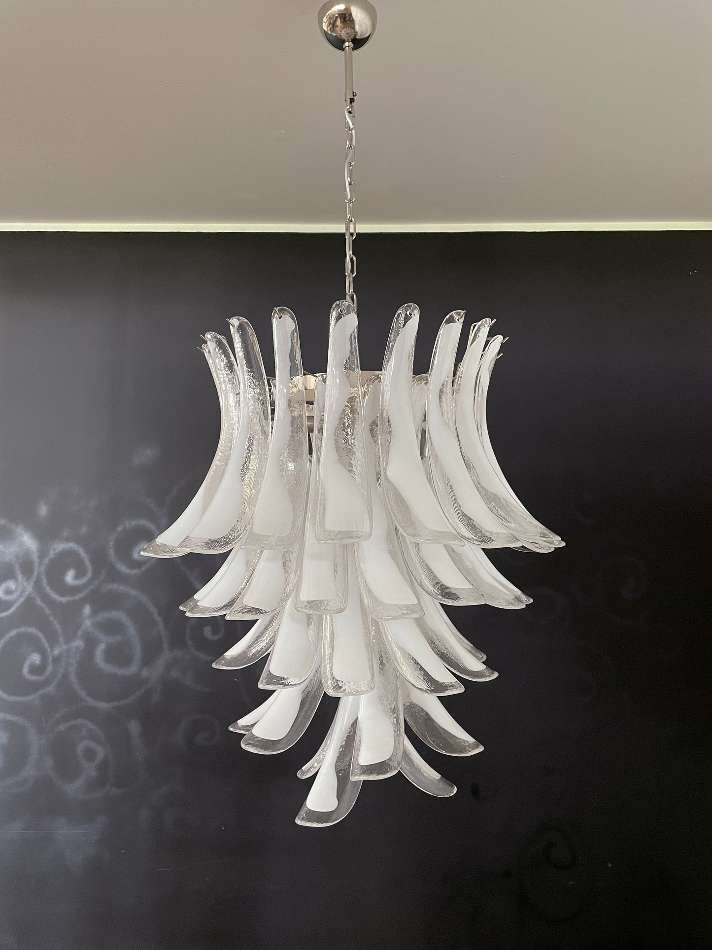 Murano-kroonluchter | 52 Duidelijke Witte Mazzega Petalen
