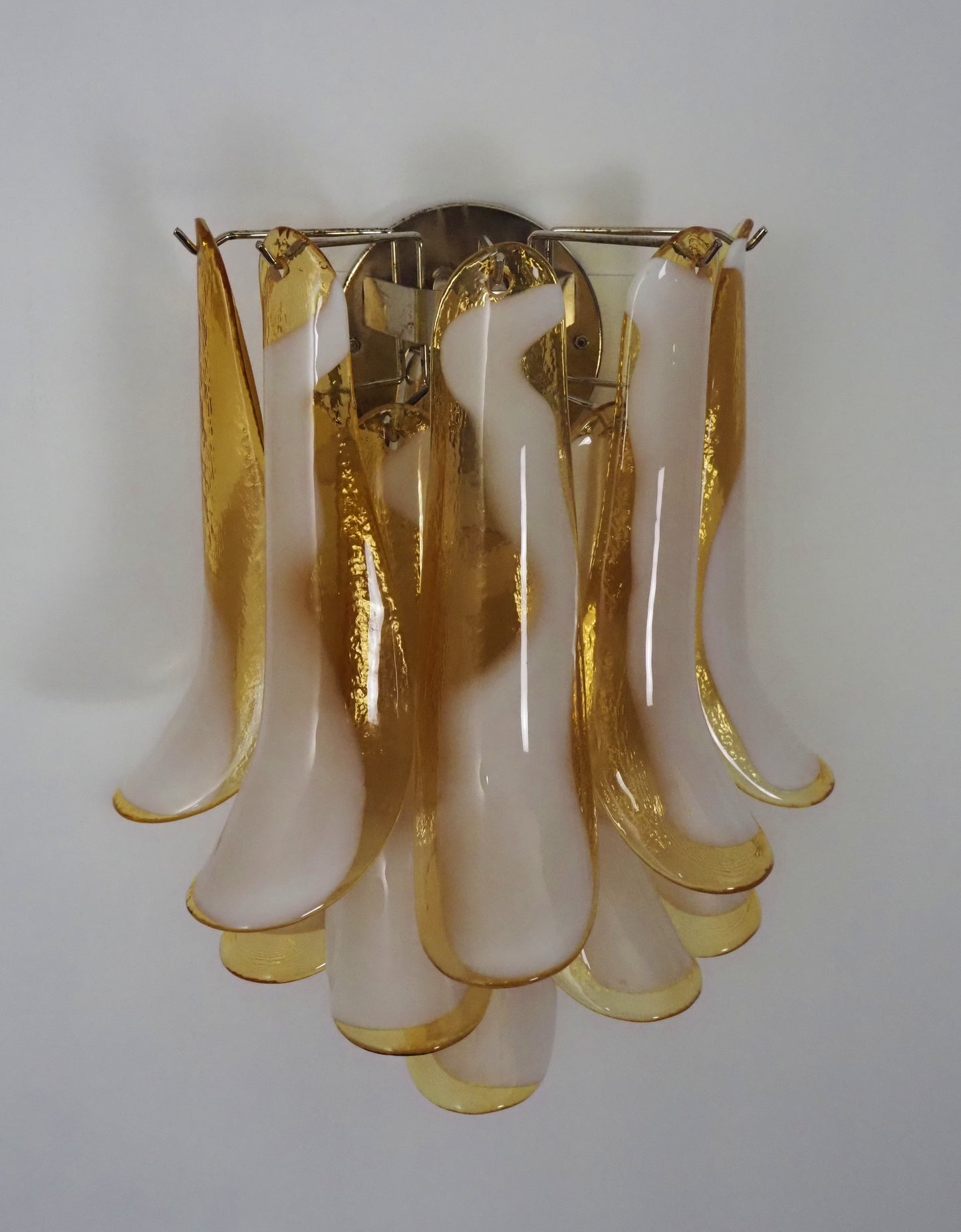 Lampada Murano da Parete | 10 Petali di Vetro Color Caramello | 1 Coppia