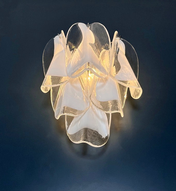 Murano Wandlampe – 12 Klare Weiße Rondinigläser – 2er-Set – Detail 3 – Murano Classics