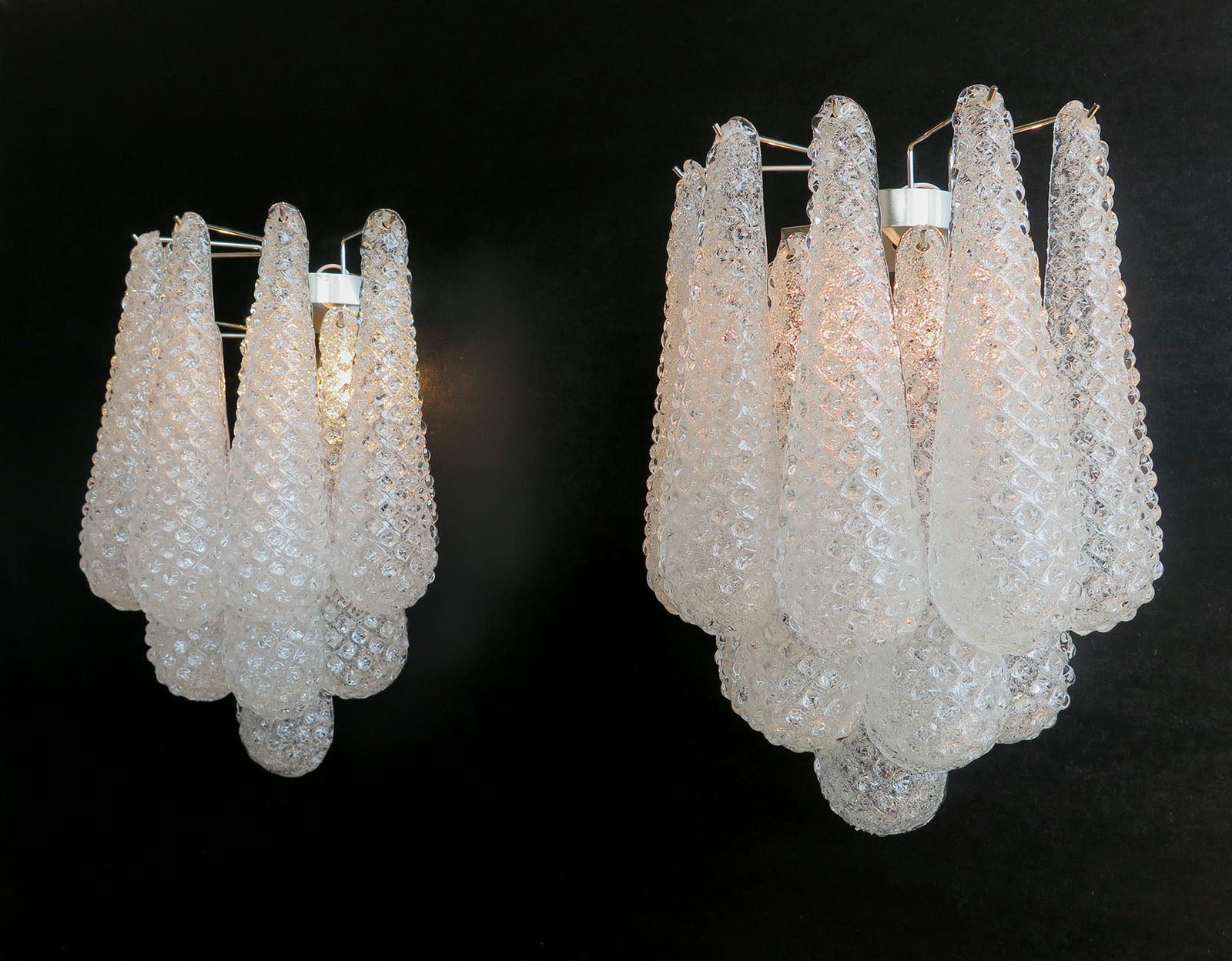 Murano Vegglampe – 10 Klare Dråpeglass – 2 stk – detalj 2 – Murano Classics