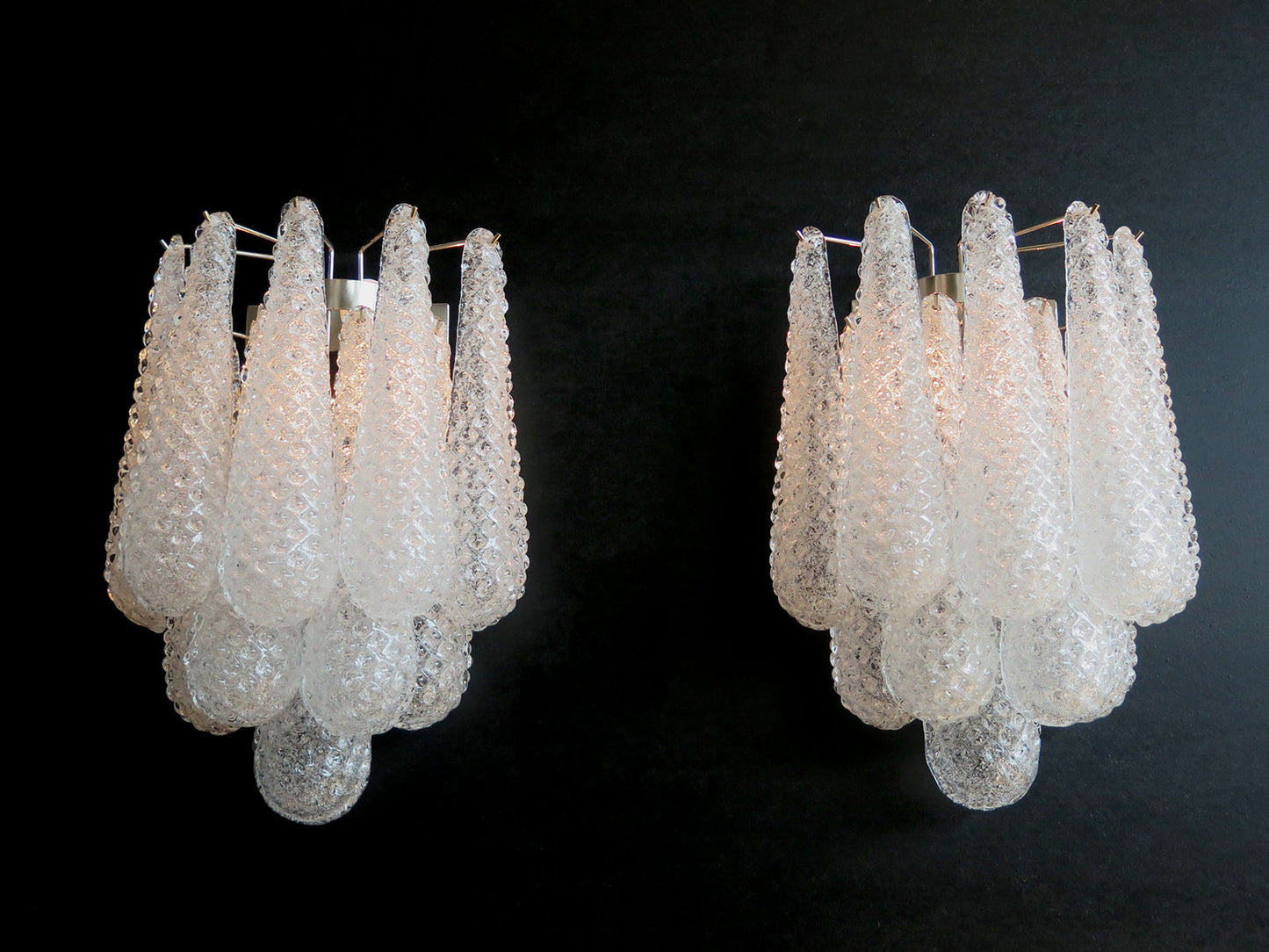 Lampe Murano Murale | 10 Gouttes en Verre Clair | 1 Paire