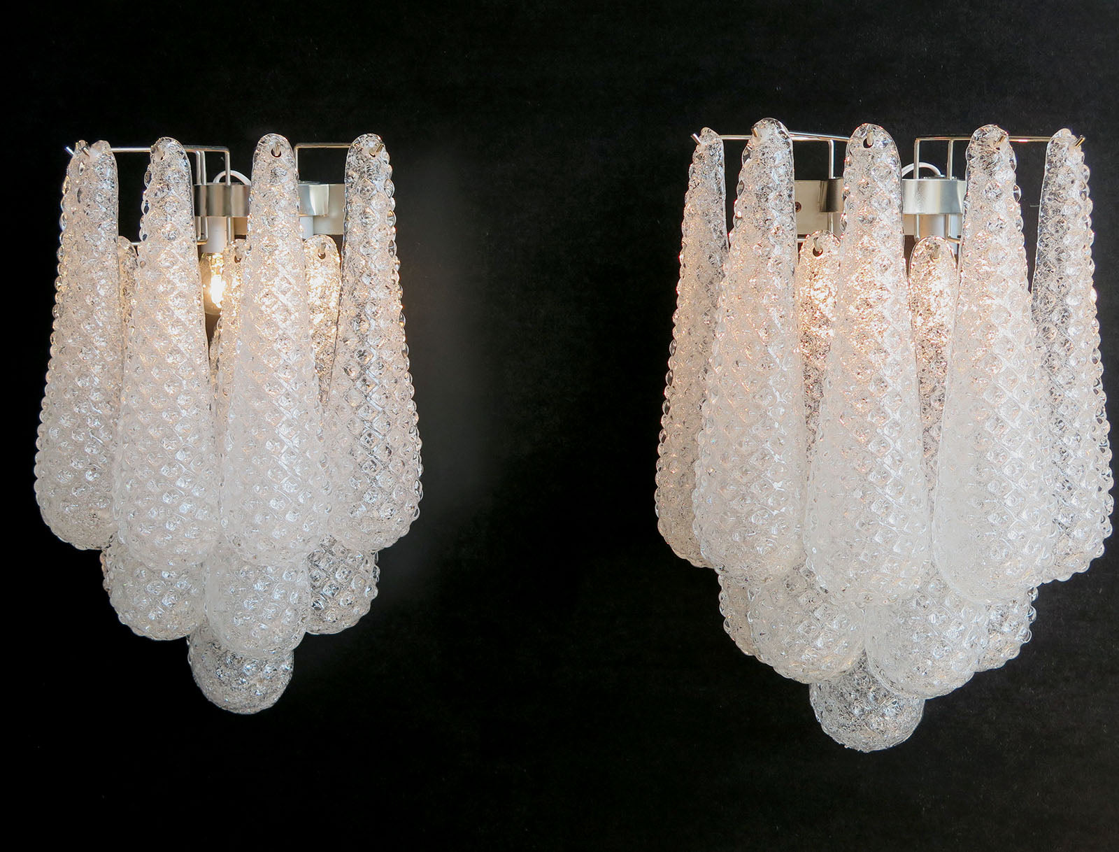 Murano Vegglampe – 10 Klare Dråpeglass – 2 stk – detalj 3 – Murano Classics