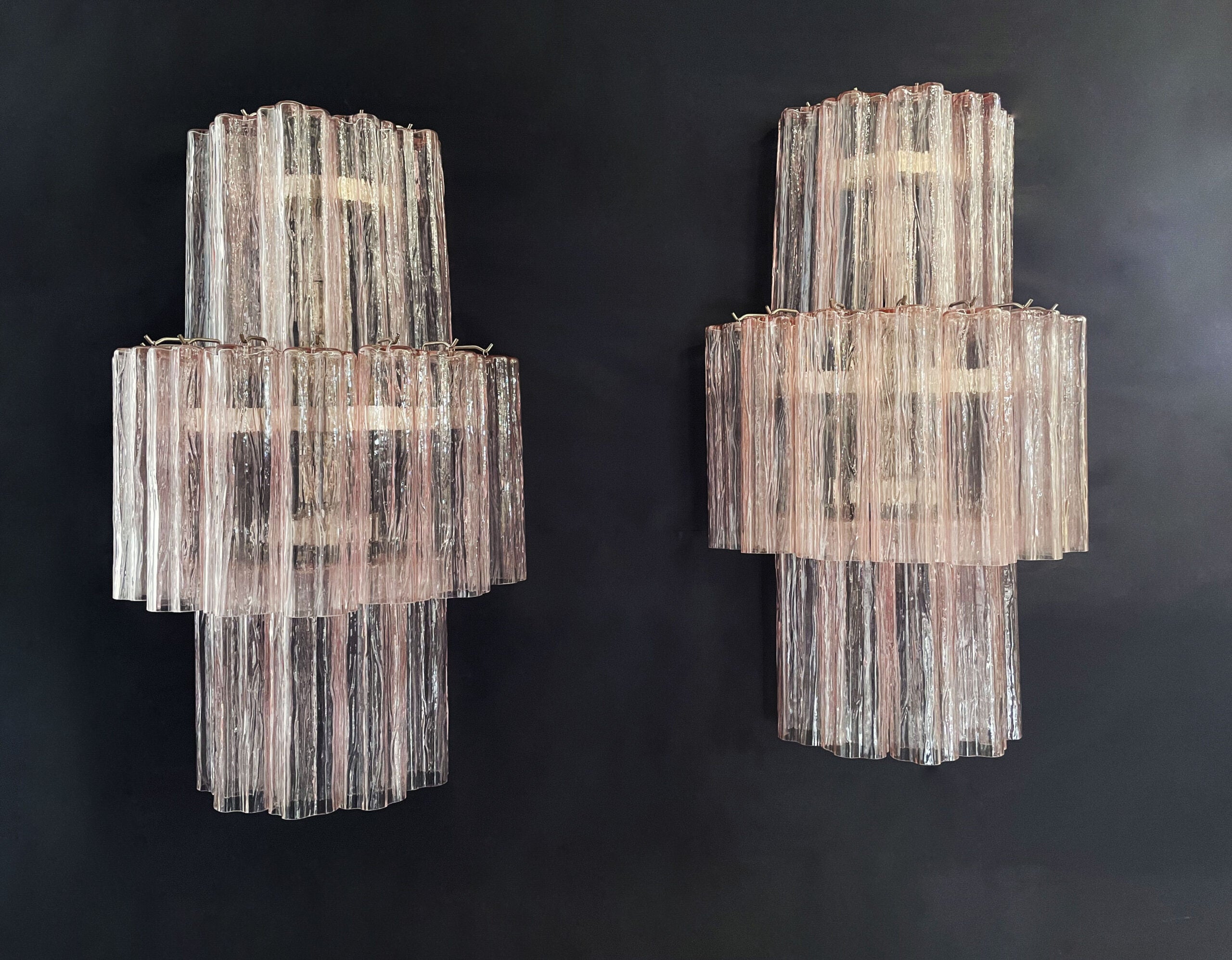 Murano Wall Lamp – 18 Pink Prism Glass – Set of 2 – Murano Classics