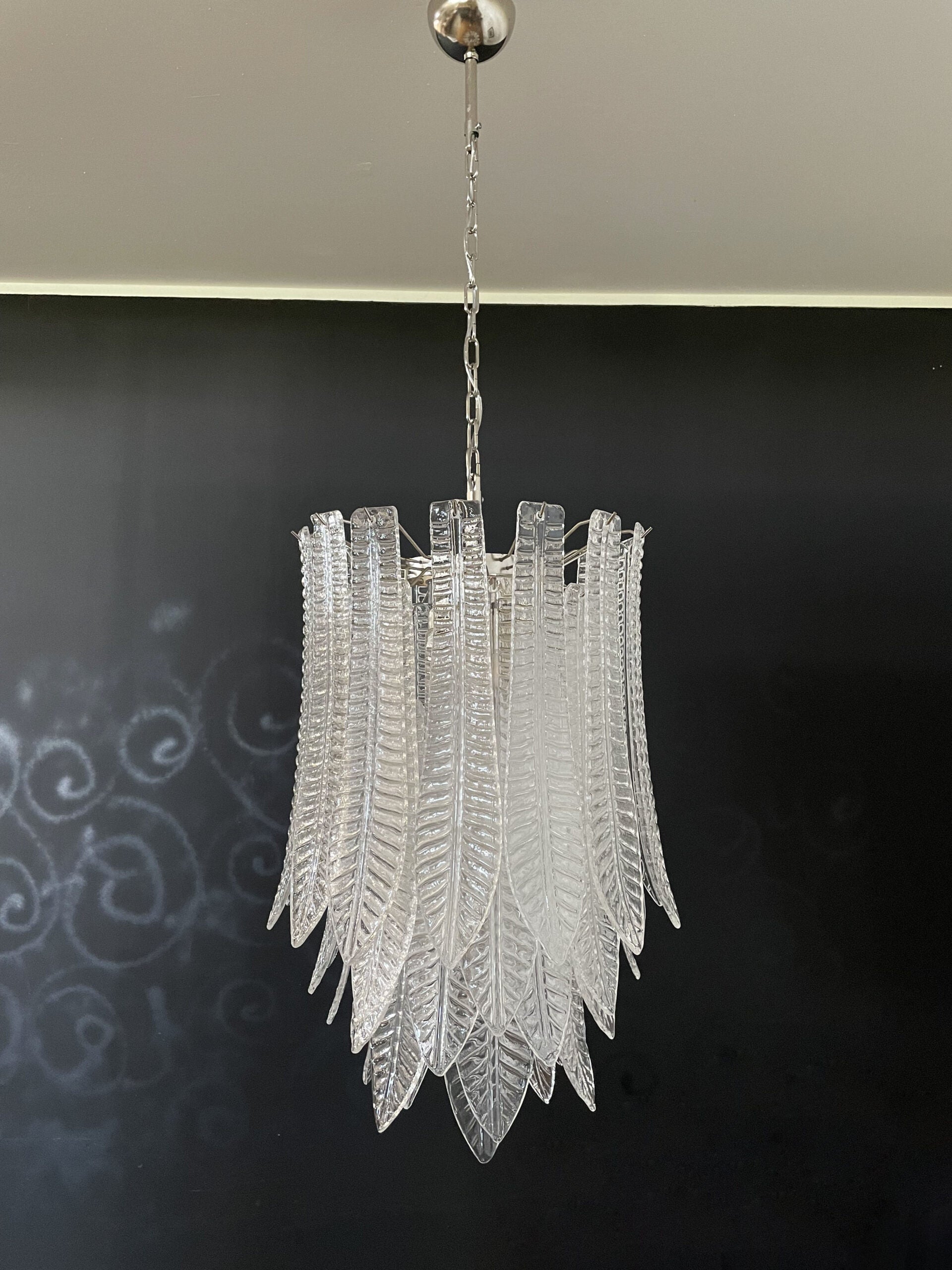 Murano Chandelier – 41 Clear Felci Glass – detail 4 – Murano Classics