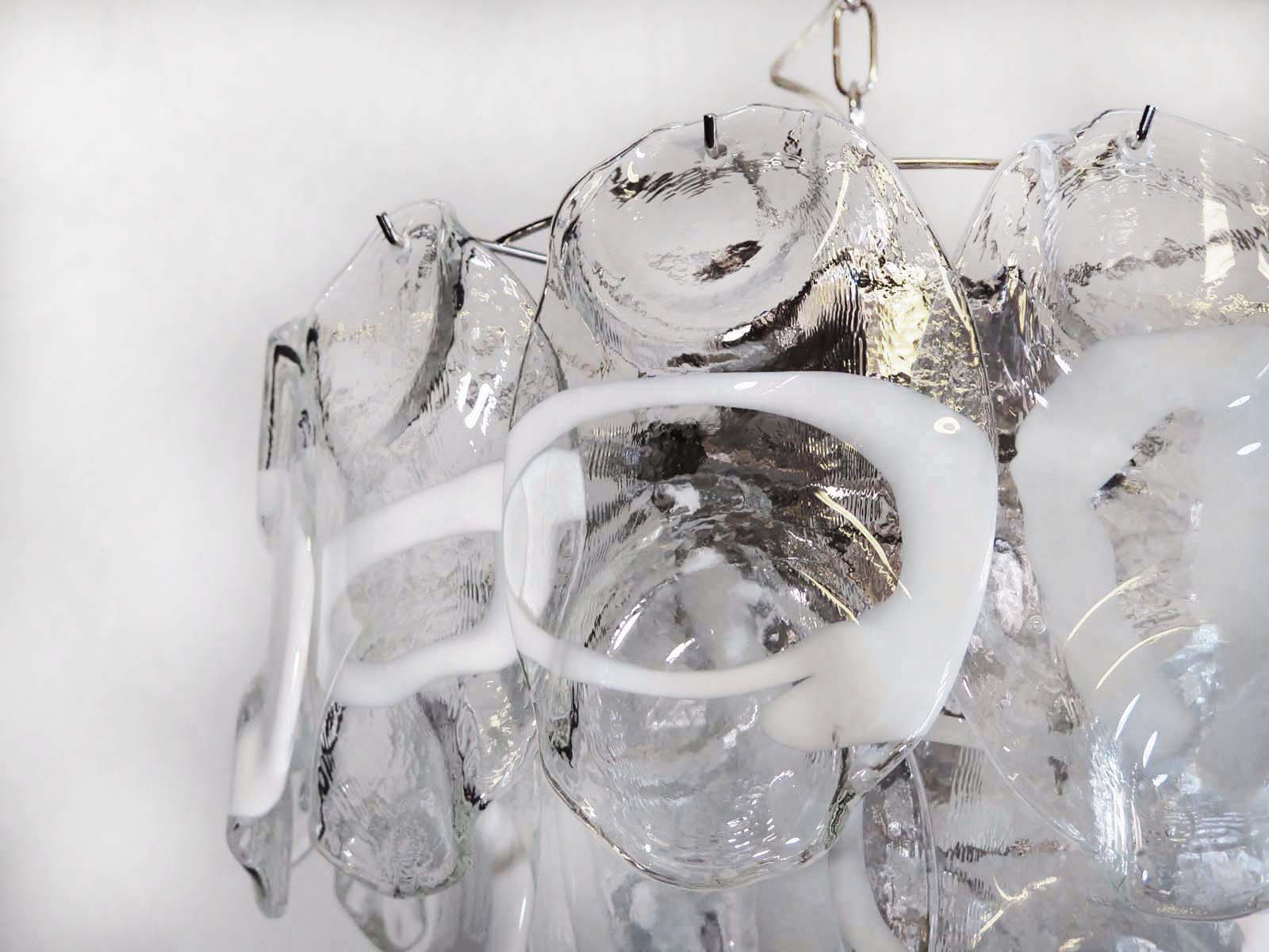 Murano Chandelier – 23 Clear White Crostoli Glass – detail 3 – Murano Classics