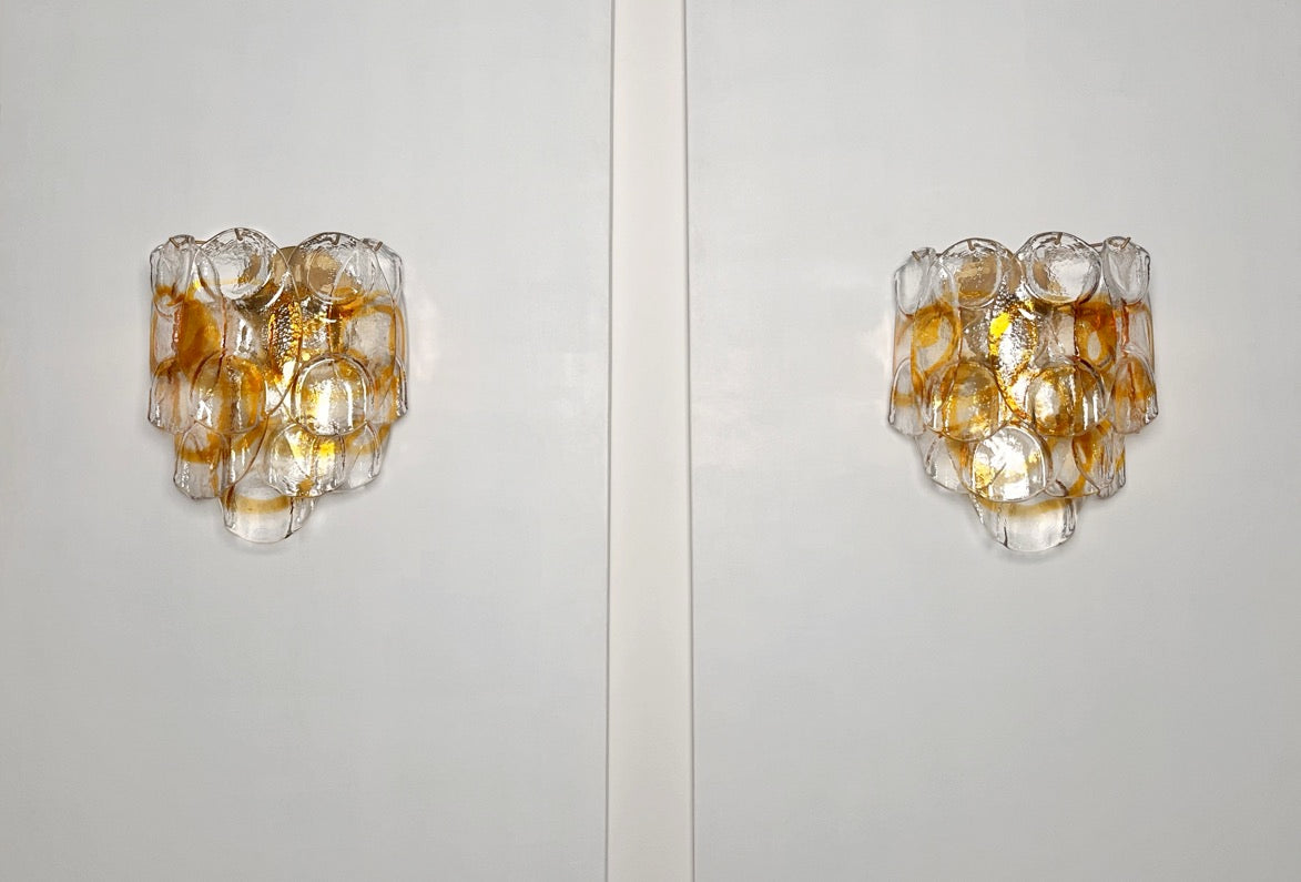 Murano Vegglampe | 10 Hvite Crostoliglass | 1 par