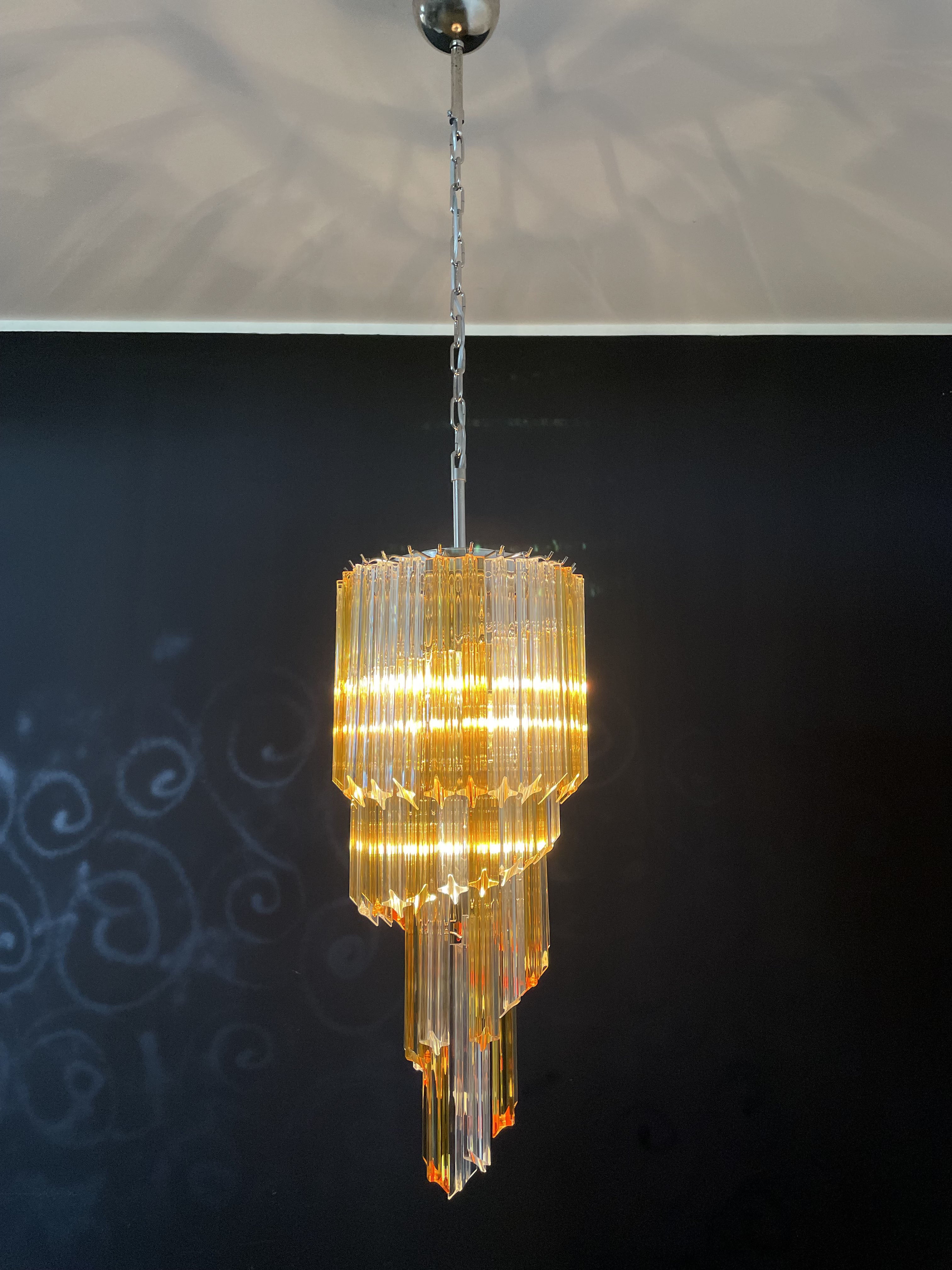 Murano Kronleuchter – 54 Klare und Gelbe Prismengläser – Detail 8 – Murano Classics