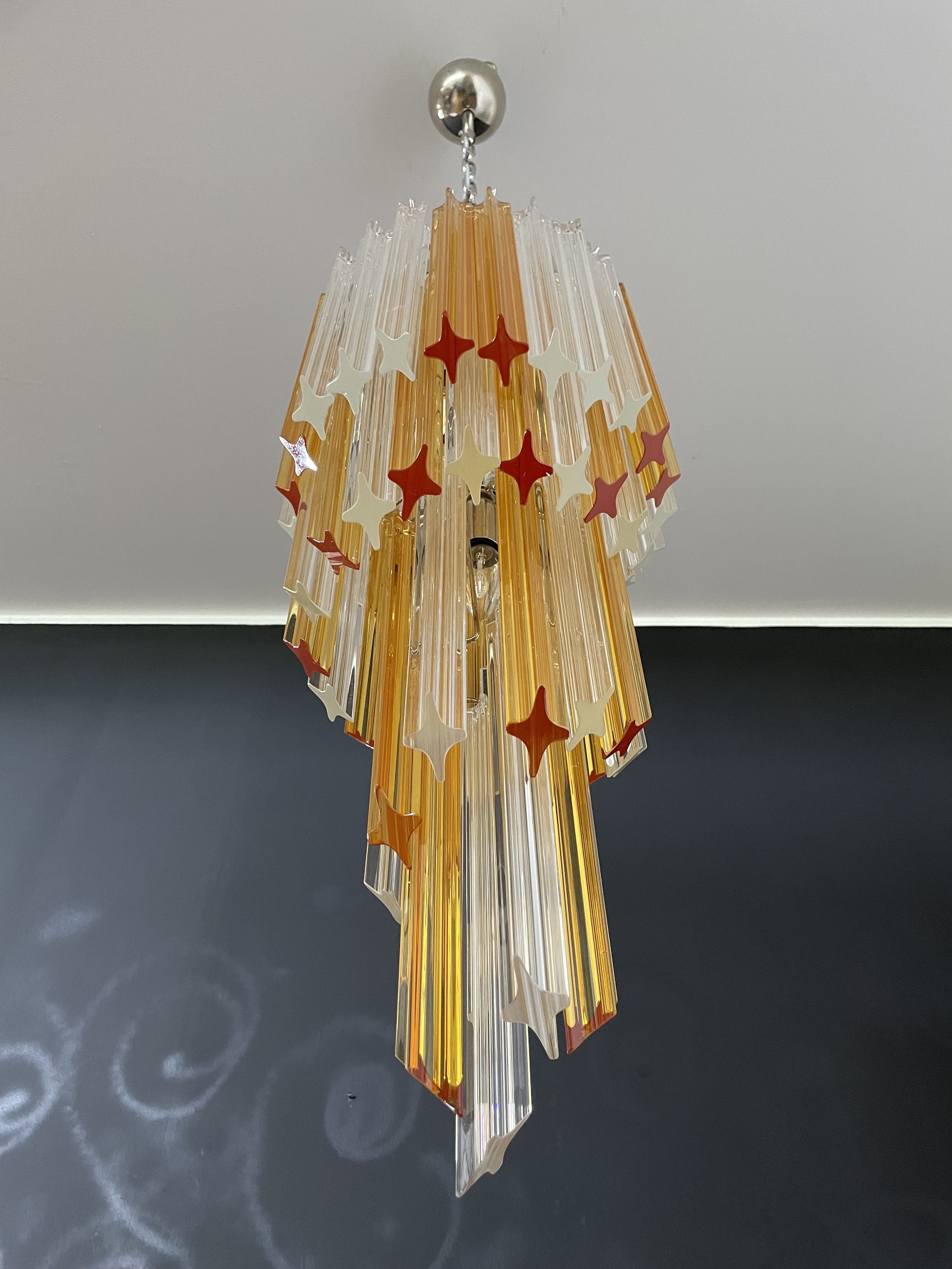 Murano Kronleuchter | 54 Klare und Gelbe Prismengläser