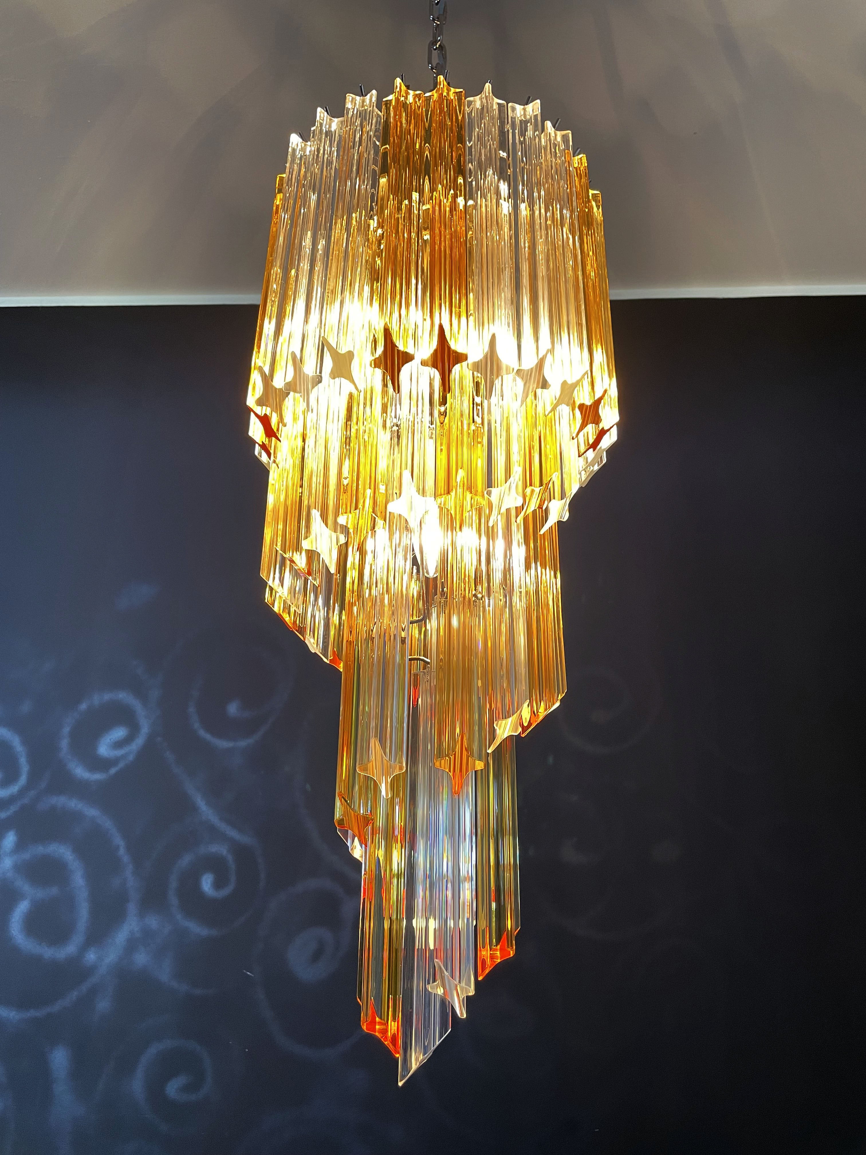 Murano Kronleuchter – 54 Klare und Gelbe Prismengläser – Detail 9 – Murano Classics