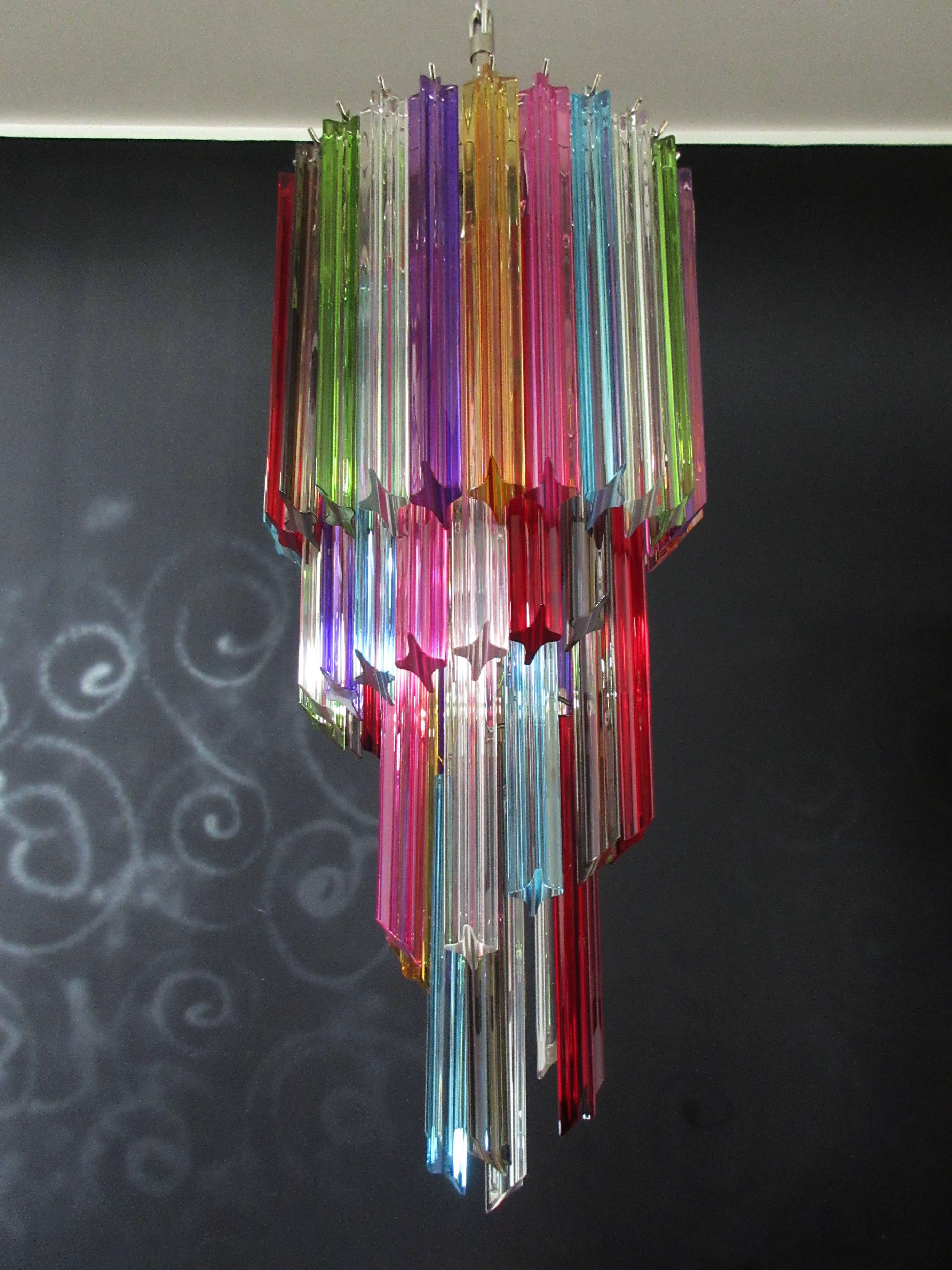 Murano Kronleuchter – 54 Mehrfarbige Prismengläser – Detail 6 – Murano Classics