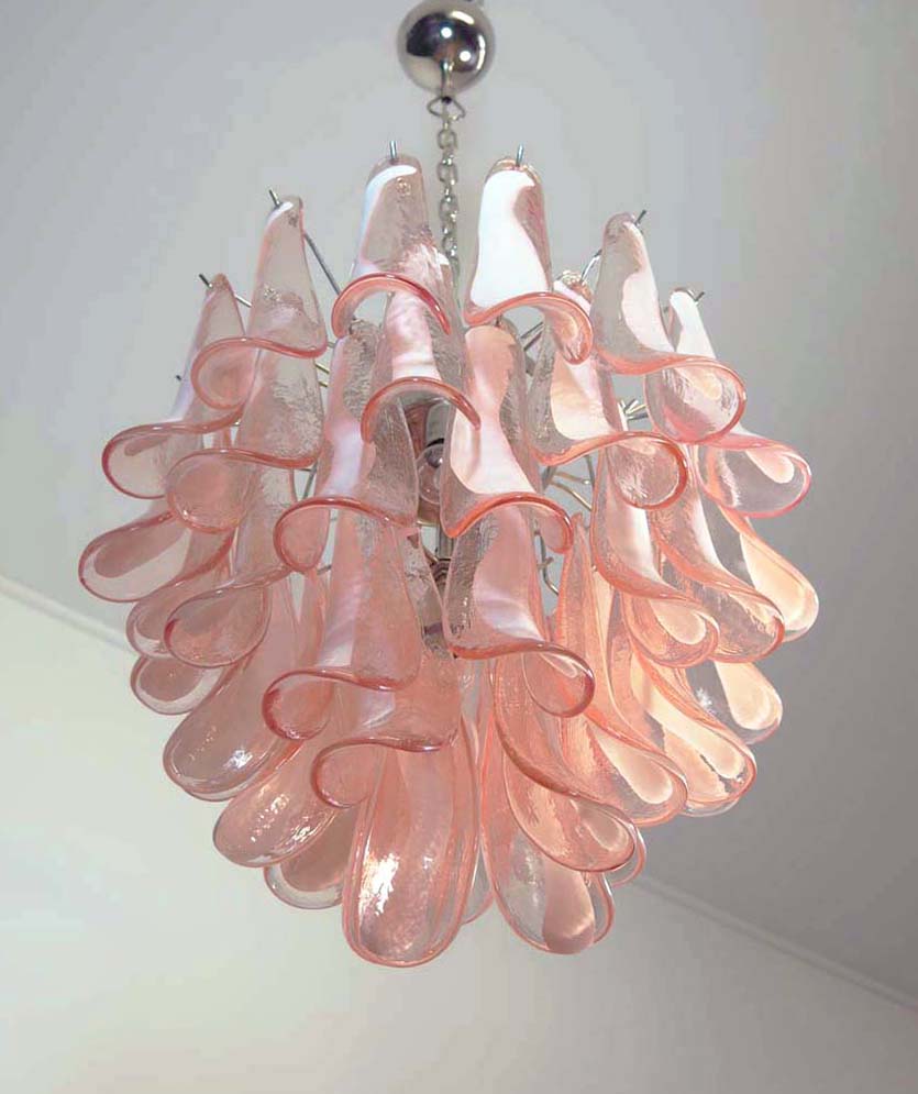 Murano Chandelier | 41 Pink Petal Glass