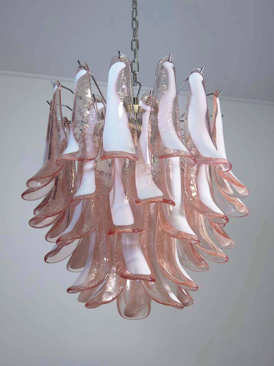 Murano Chandelier | 41 Pink Petal Glass