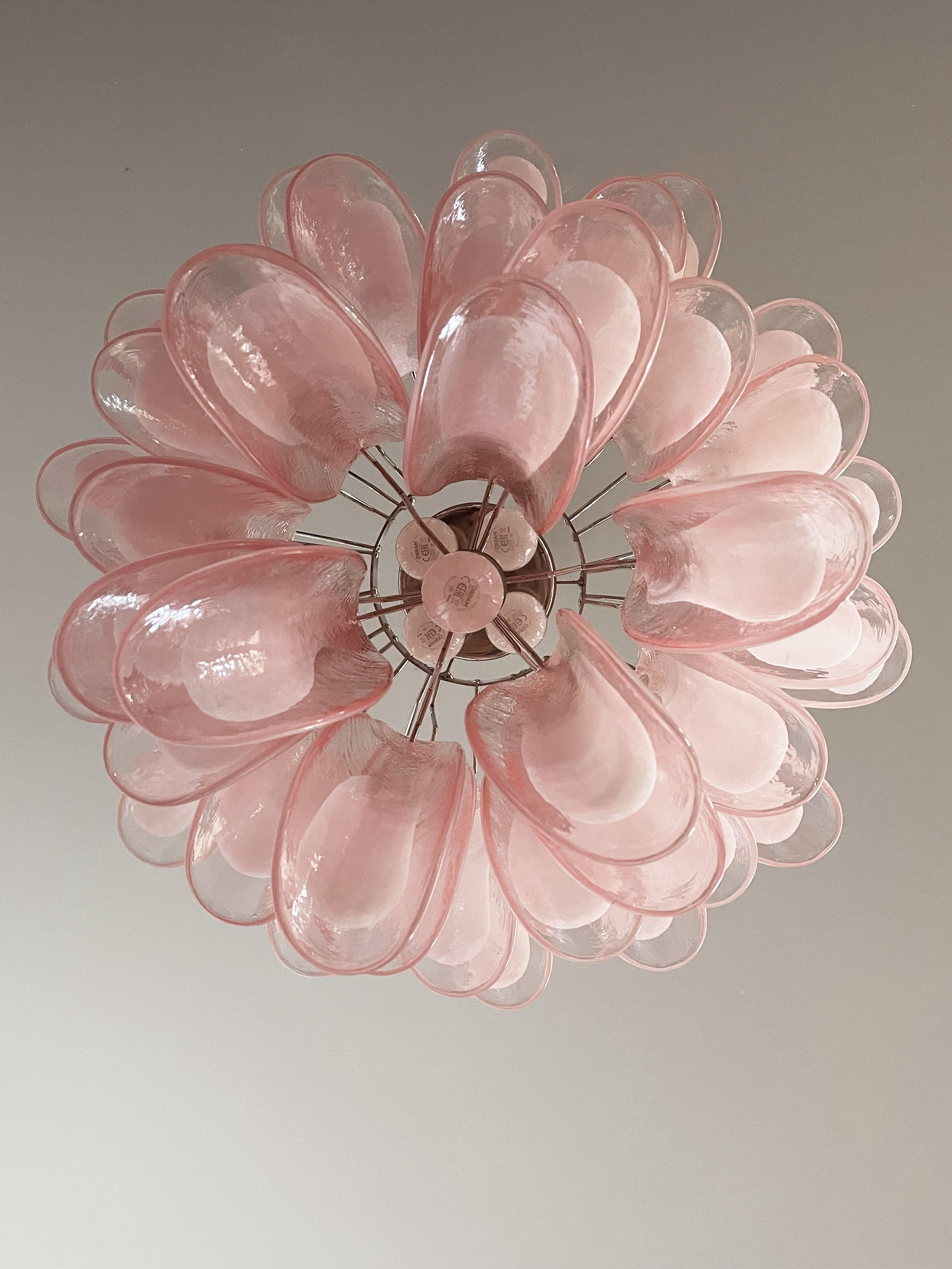 Murano Chandelier | 41 Pink Petal Glass