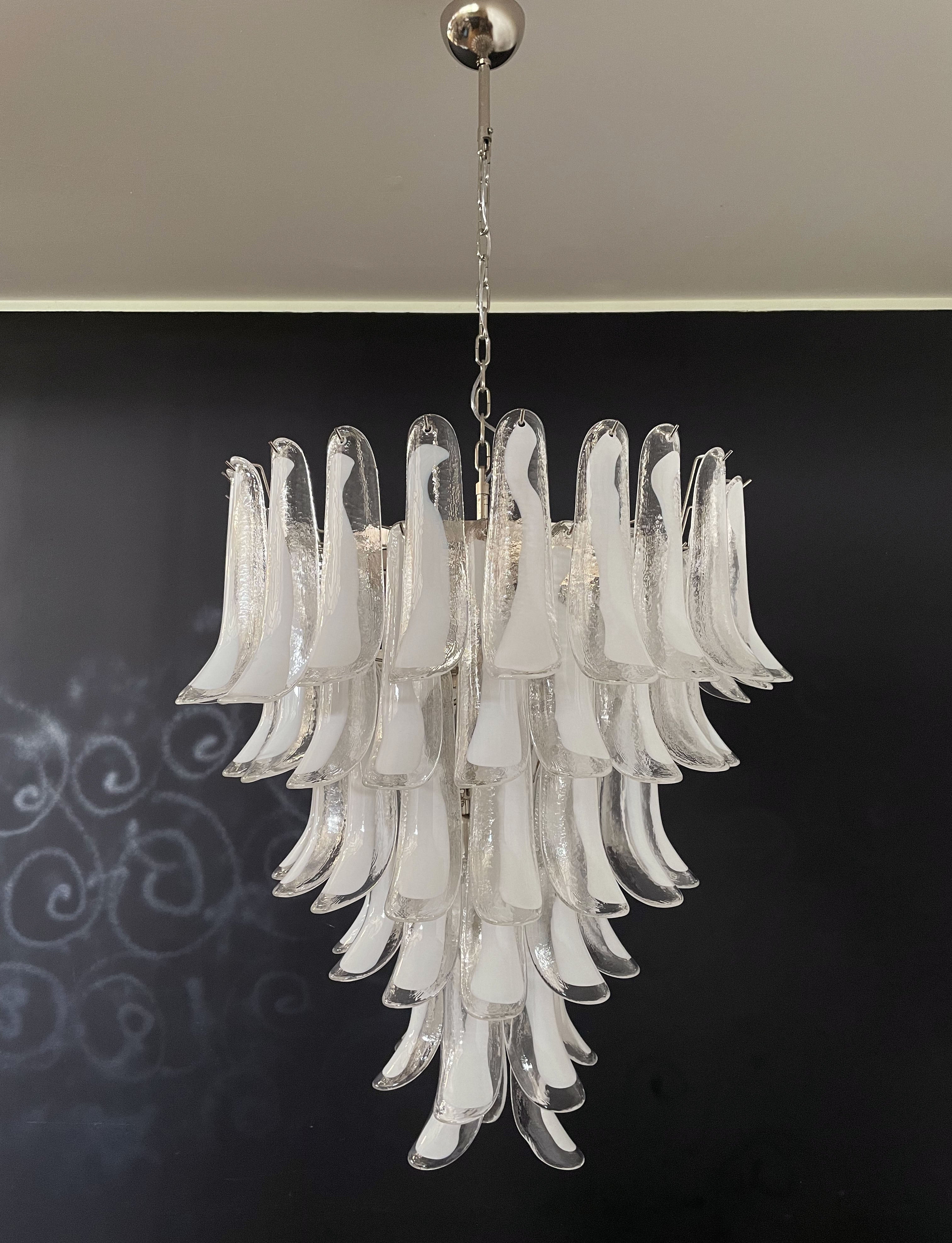 Murano Chandelier | 75 White Petal Glass