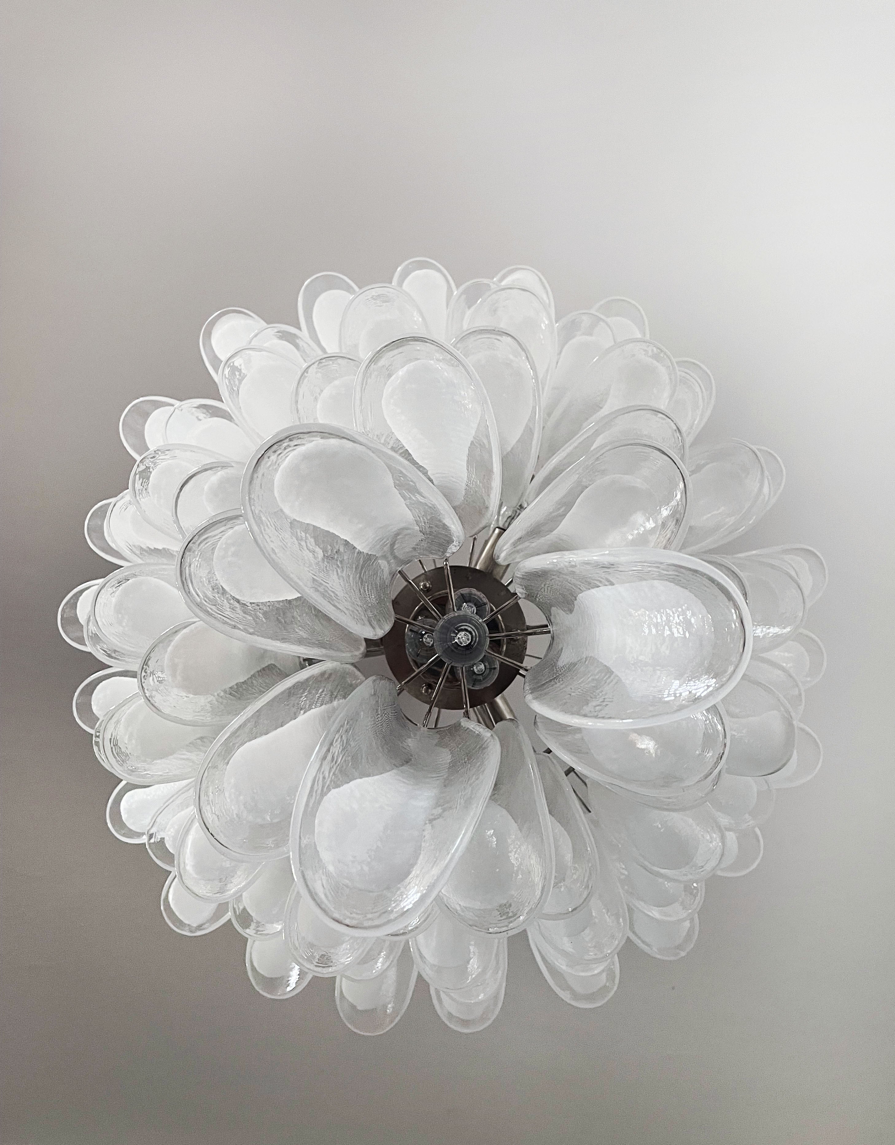 Murano Chandelier | 75 White Petal Glass