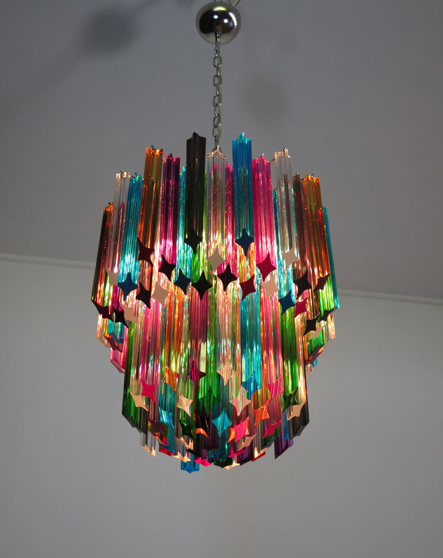 Murano Kroonluchter | 107 Meerkleurige Prisma Glazen