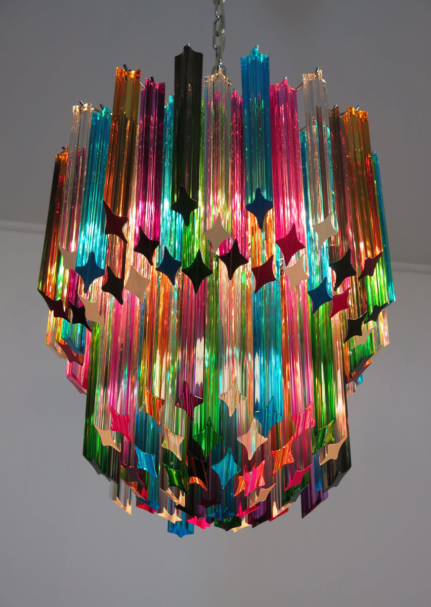 Murano Kroonluchter | 107 Meerkleurige Prisma Glazen