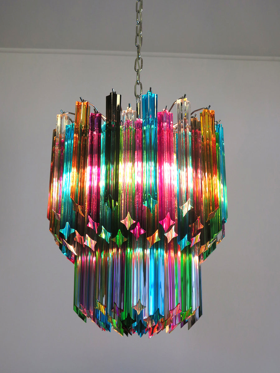 Murano Kroonluchter | 107 Meerkleurige Prisma Glazen