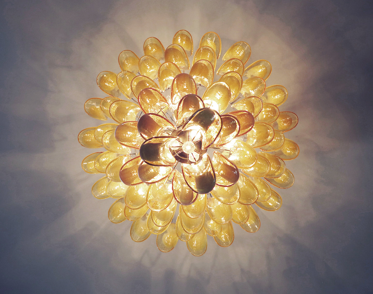 Murano Chandelier | 85 Caramel-Colored Petal Glass