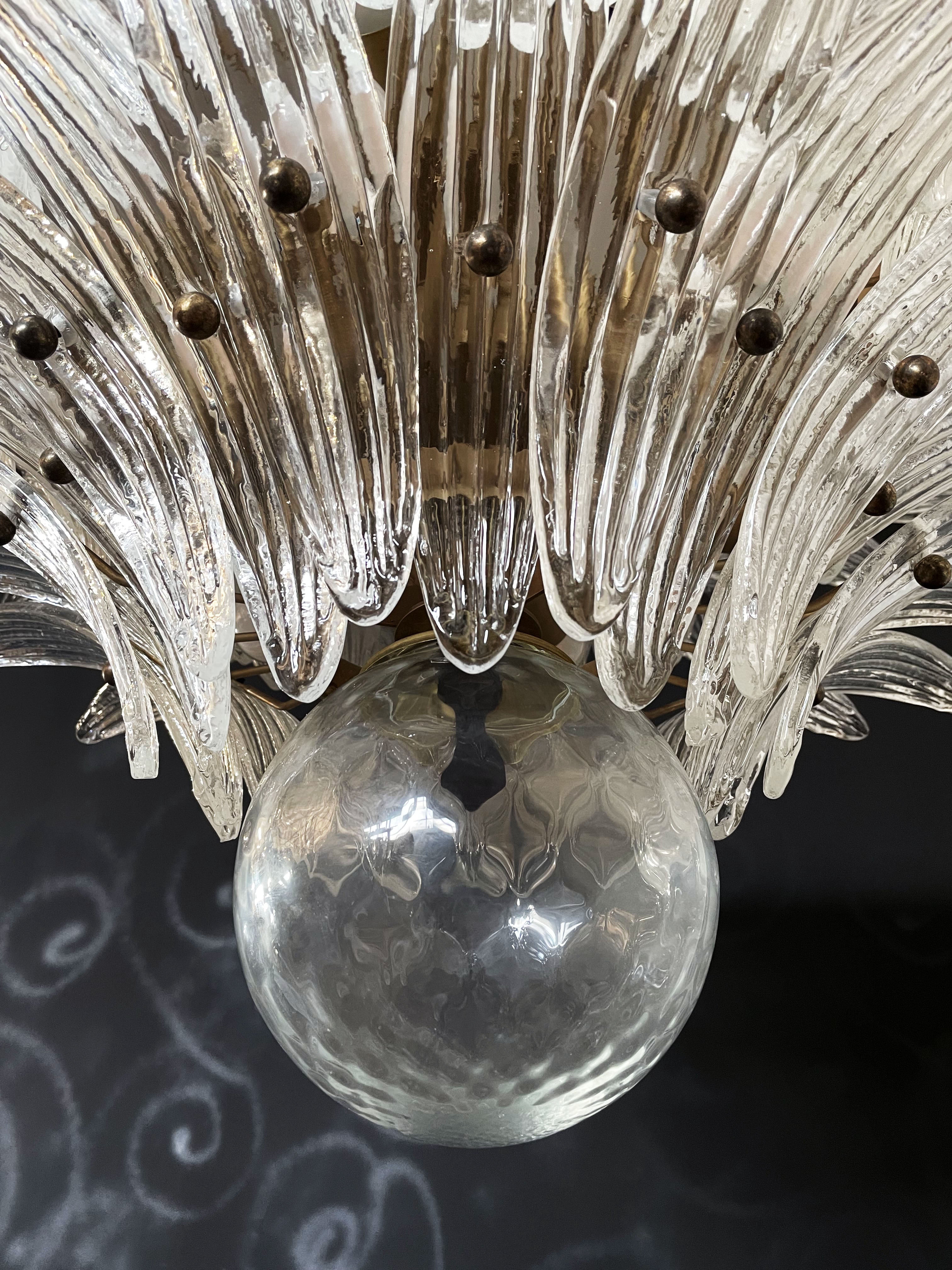 Murano Chandelier – 104 Clear Palmette Glass – detail 6 – Murano Classics