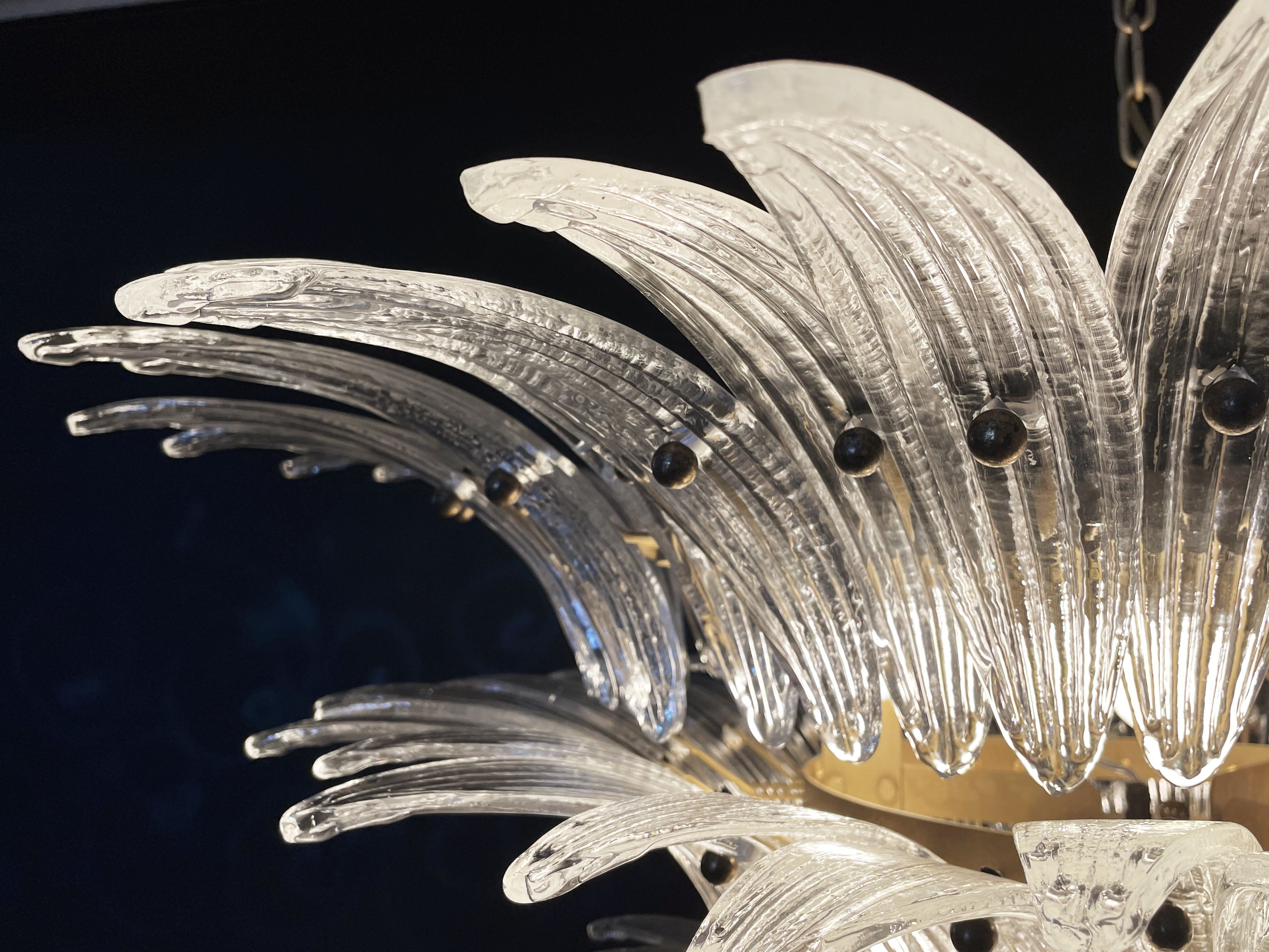 Murano Chandelier – 104 Clear Palmette Glass – detail 7 – Murano Classics