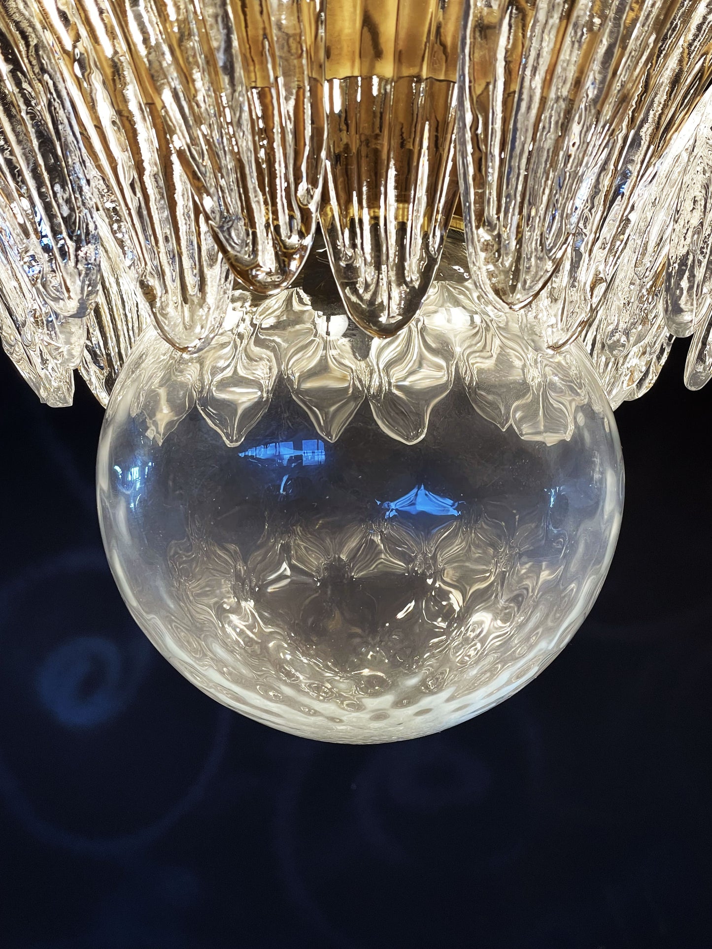 Lampadario Murano | 104 Palmette in Vetro Trasparente