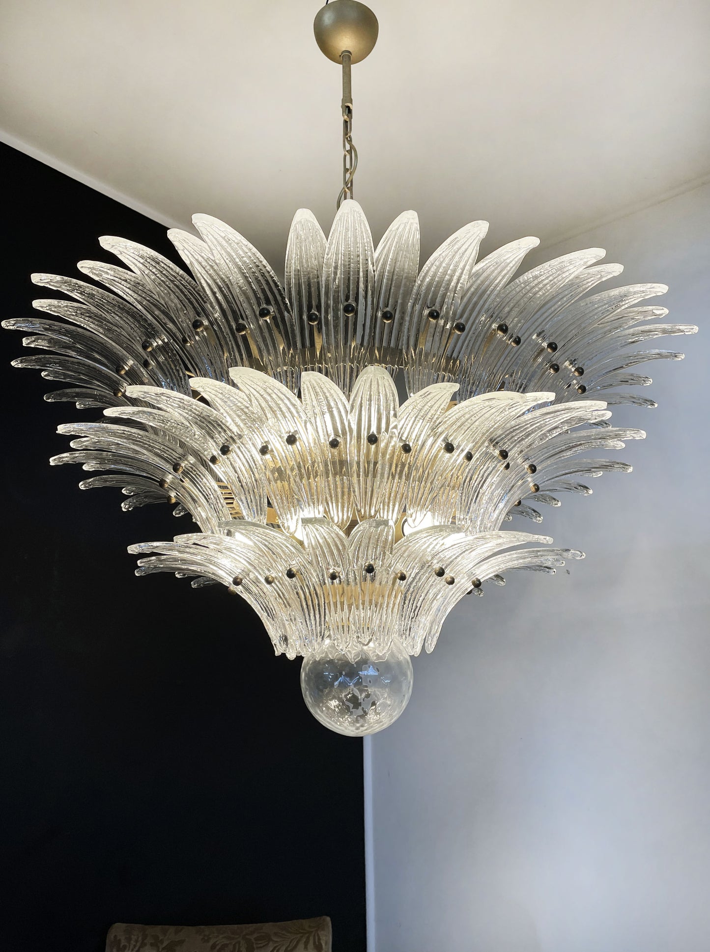 Lampadario Murano | 104 Palmette in Vetro Trasparente