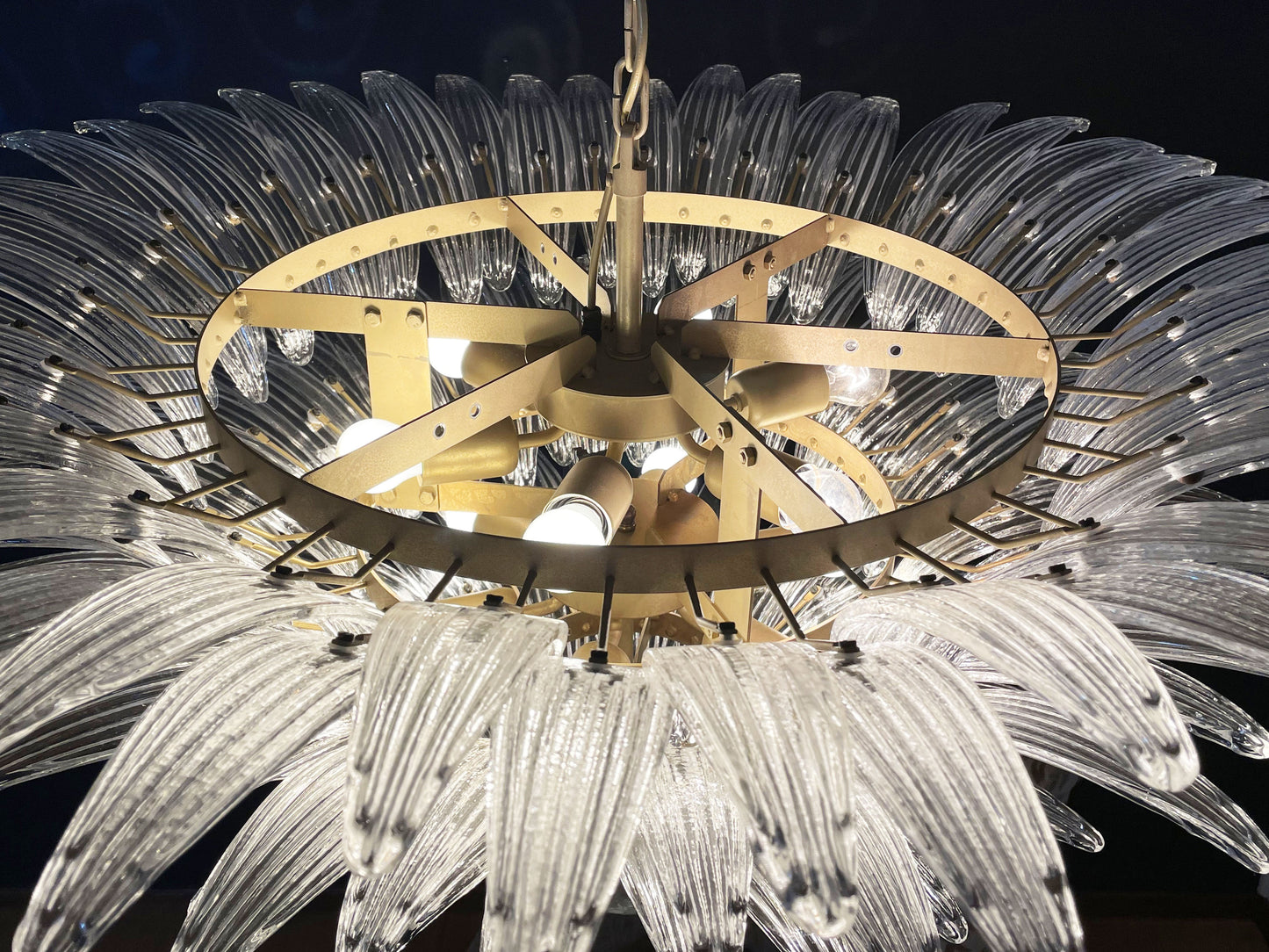 Lampadario Murano | 104 Palmette in Vetro Trasparente