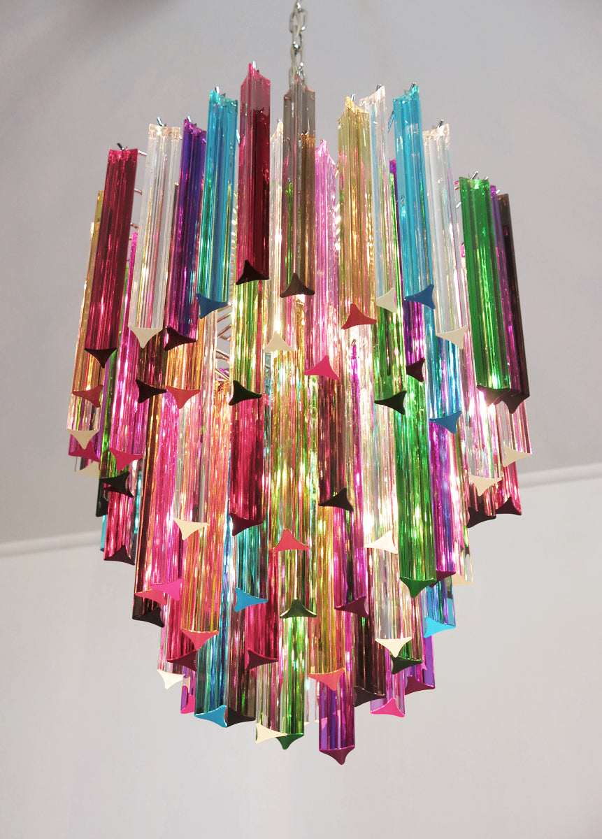 Murano Chandelier – 92 Multicoloured Prism Glass – detail 1 – Murano Classics
