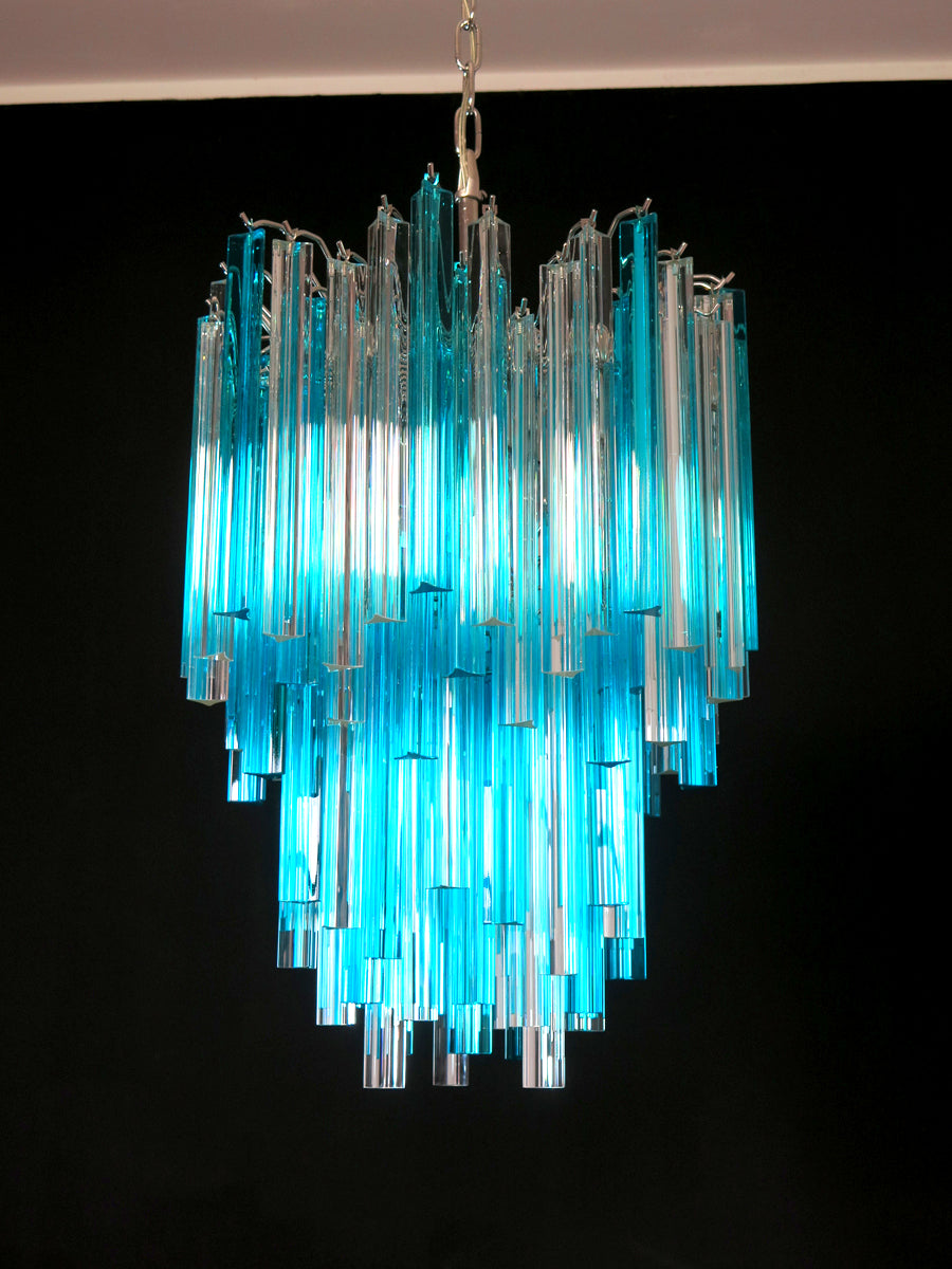 Lampadario Murano – 92 Vetri a Prismi Trasparenti e Blu – dettaglio 9 – Murano Classics