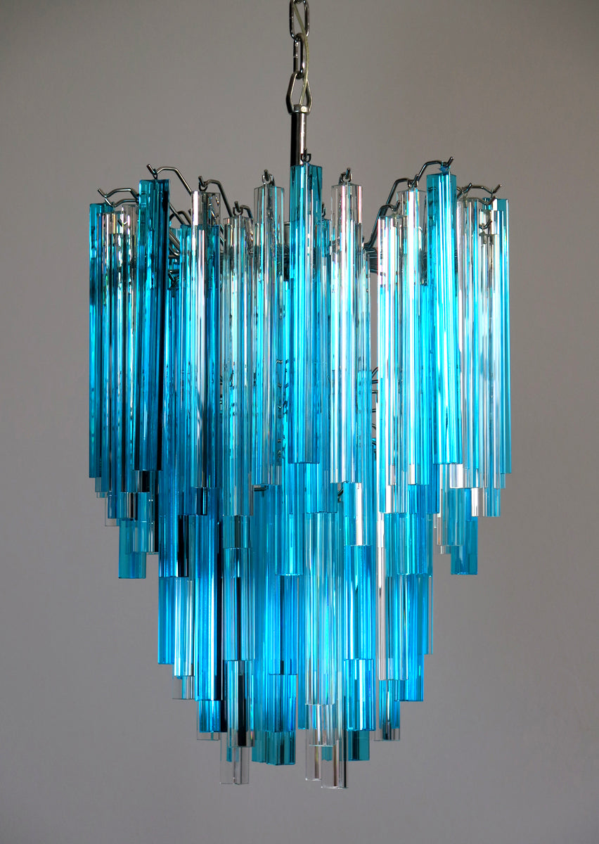 Lampadario Murano – 92 Vetri a Prismi Trasparenti e Blu – dettaglio 3 – Murano Classics