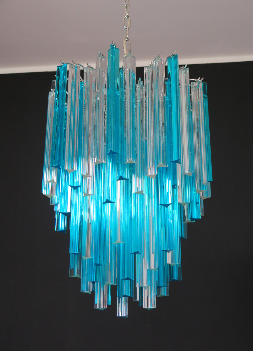 Lampadario Murano – 92 Vetri a Prismi Trasparenti e Blu – dettaglio 8 – Murano Classics