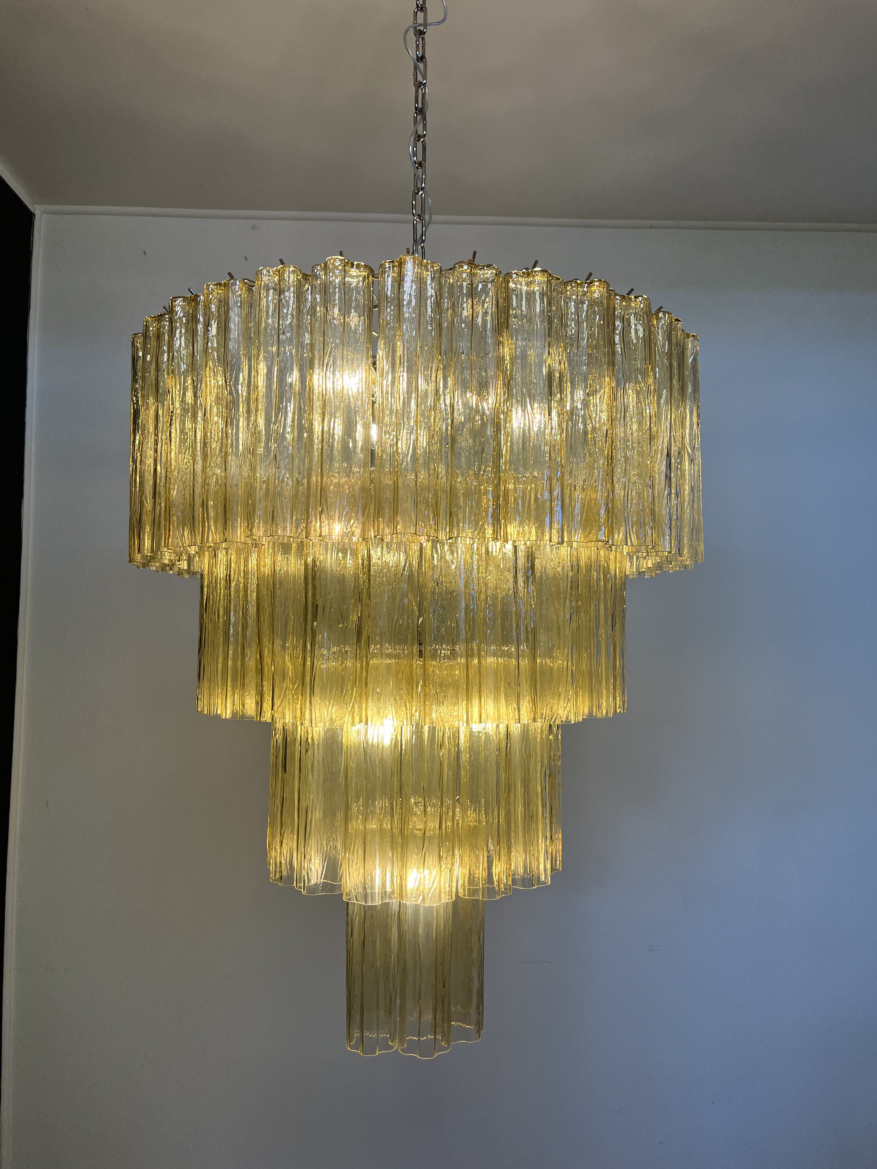 Murano Kroonluchter – 78 Gele Buisglaselementen – detail 6 – Murano Classics