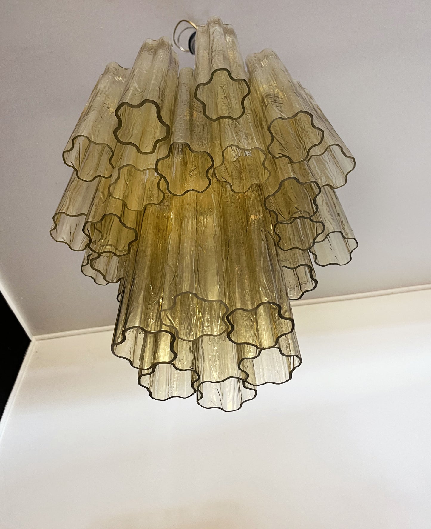 Lampadario Murano | 30 Tubi di Vetro Gialli