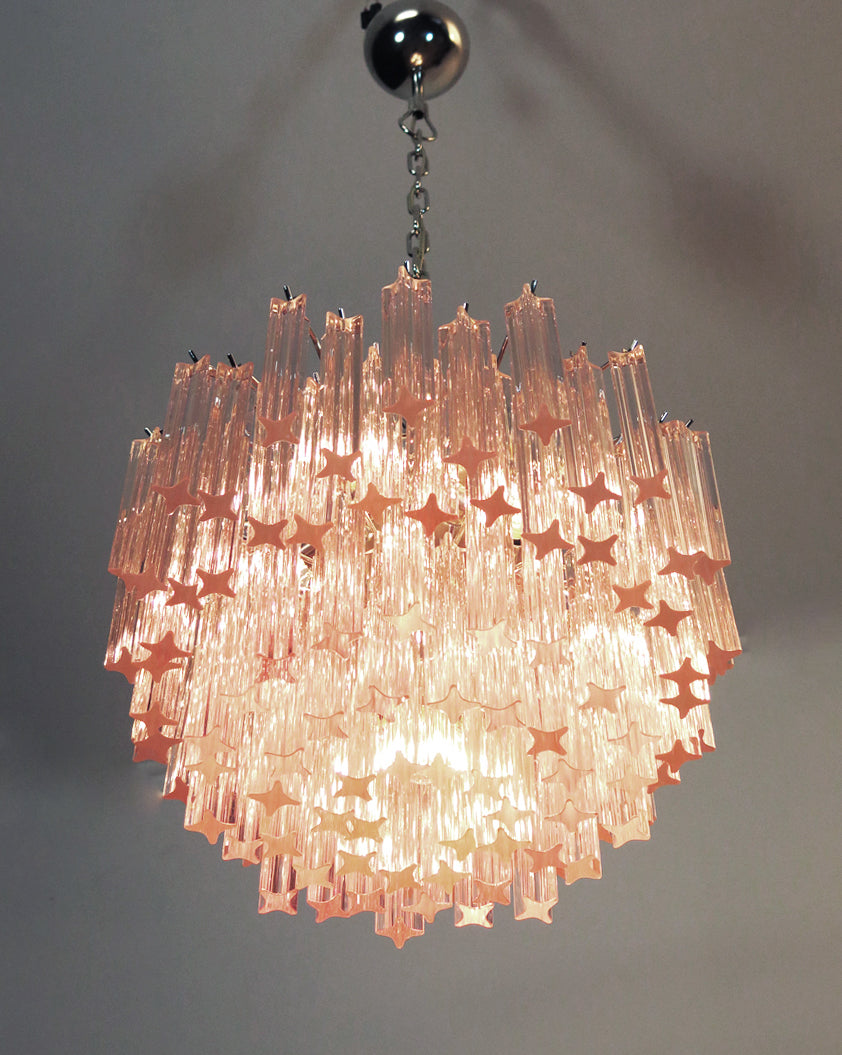 Lampadario Murano | 107 Prisma di Vetro Rosa