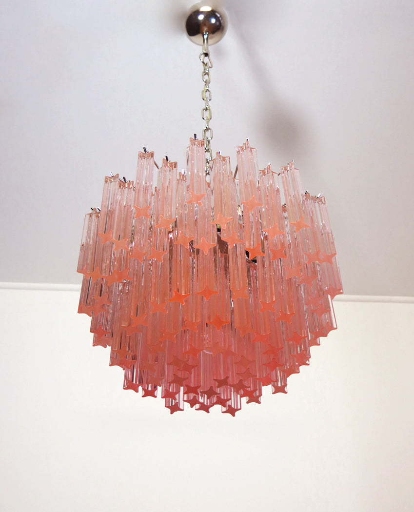 Lampadario Murano | 107 Prisma di Vetro Rosa