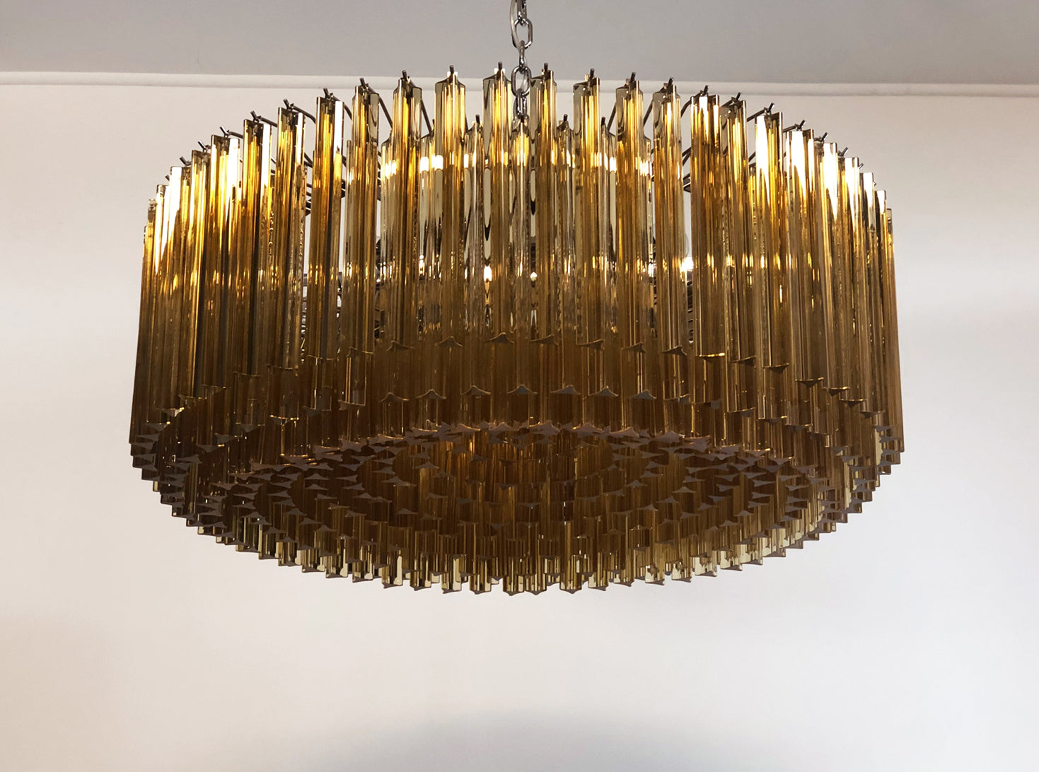 Murano Lysekrone – 391 Klare og Gule Prismeglass – detalj 6 – Murano Classics