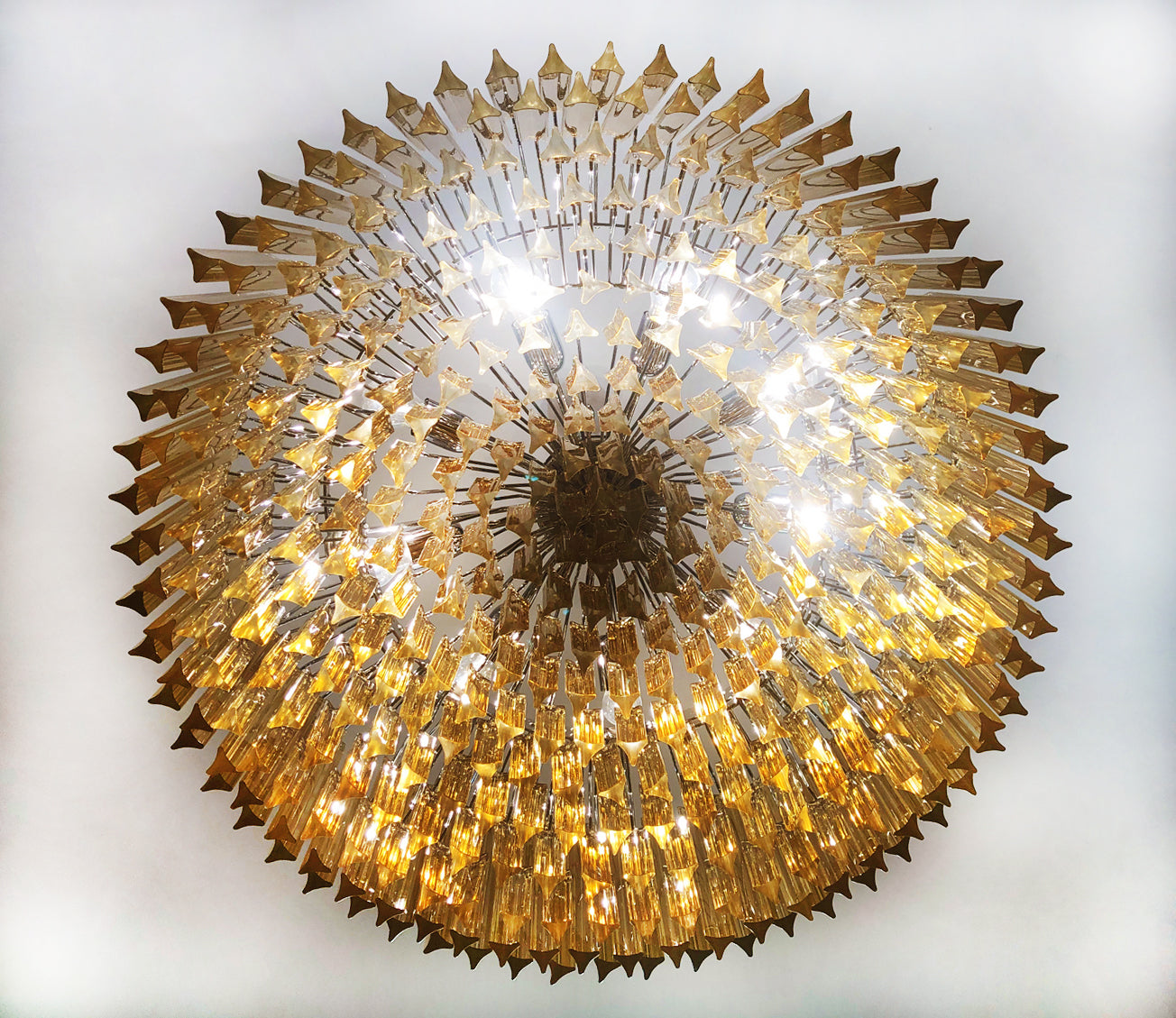 Lampadario Murano | 391 Vetro Prismatica Trasparente e Gialla