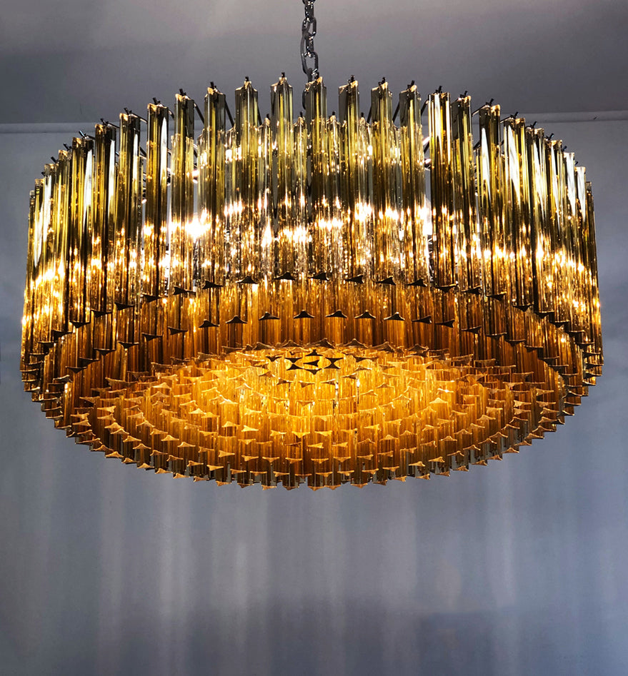 Lampadario Murano | 391 Vetro Prismatica Trasparente e Gialla