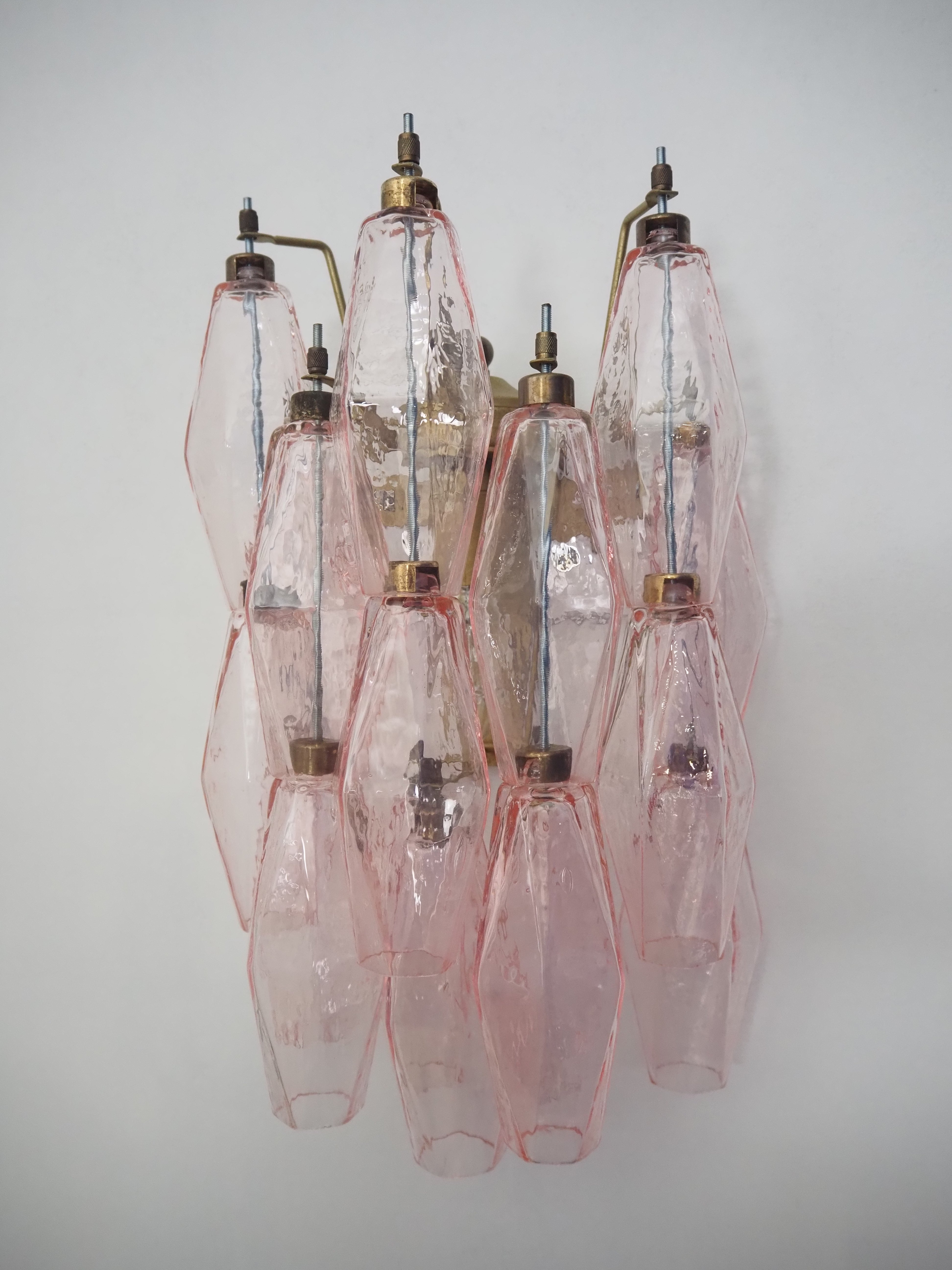 Murano Wandlamp – 17 Roze Poliedriglas – Set van 2 – detail 5 – Murano Classics