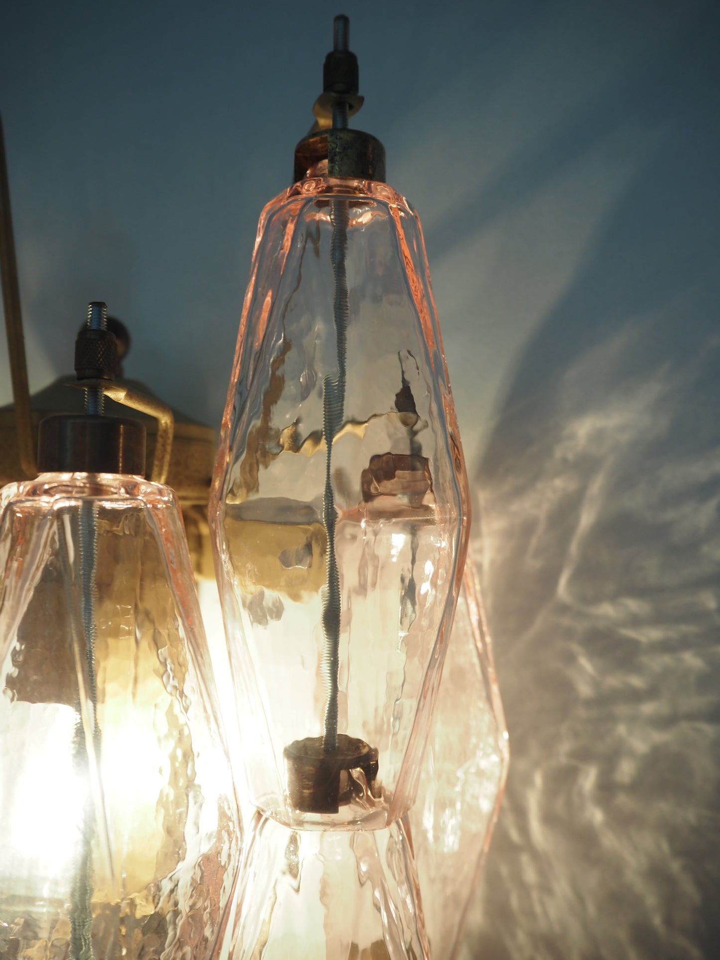 Lampe Murano Murale | 17 Verres Poliedri Roses | 1 Paire