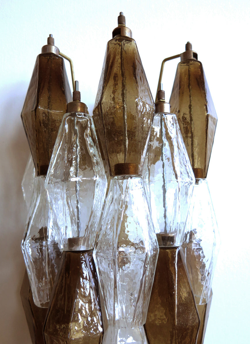 Murano Wandlamp – 17 Heldere en Gerookte Poliedriglazen – Set van 2 – detail 2 – Murano Classics
