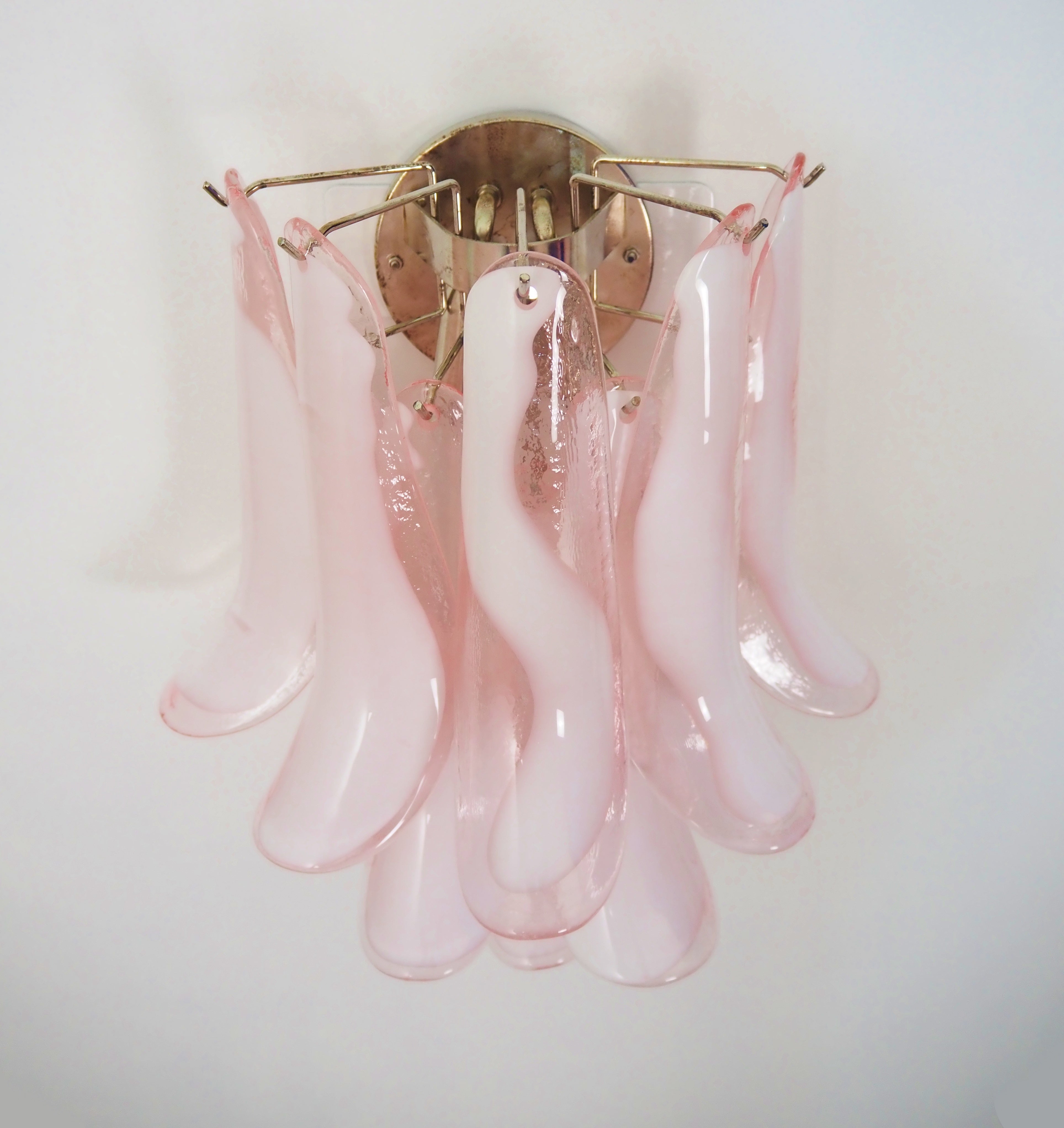 Murano Wandlampe – 10 Rosa Blütenblattglas – 2er-Set – Detail 5 – Murano Classics