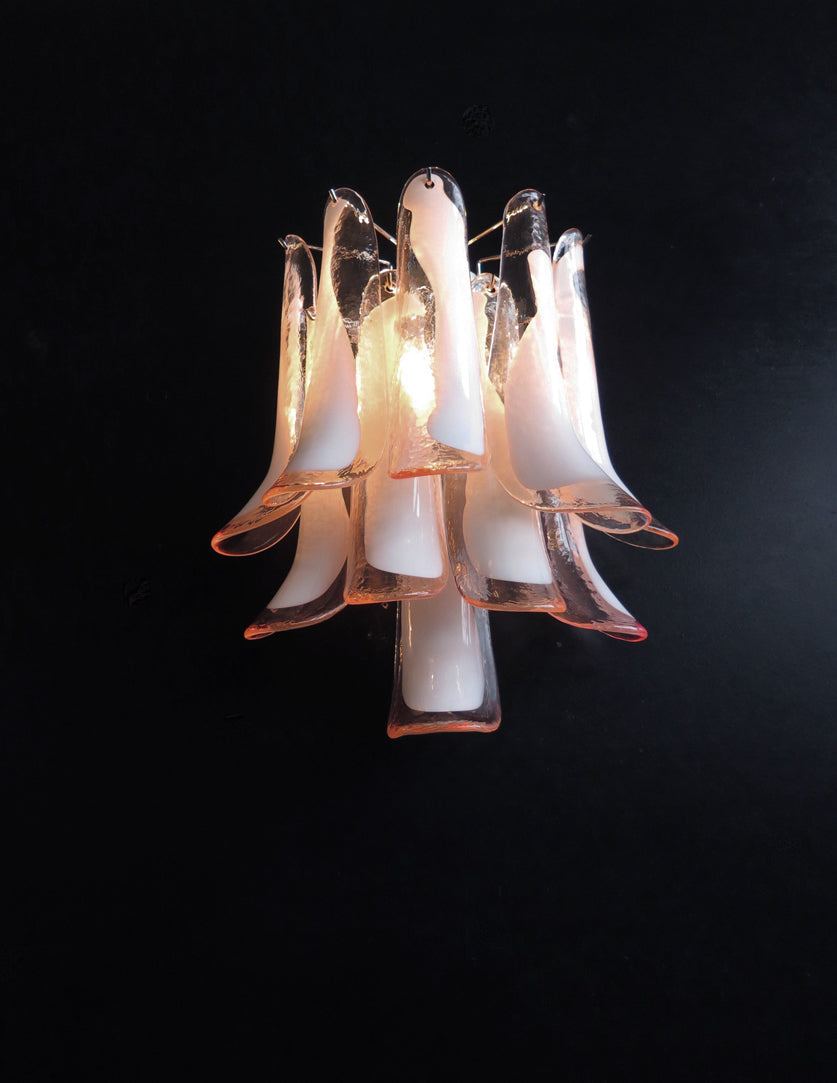 Lampe Murano Murale | 10 Verres Mazzega Petal Rose | 1 Paire