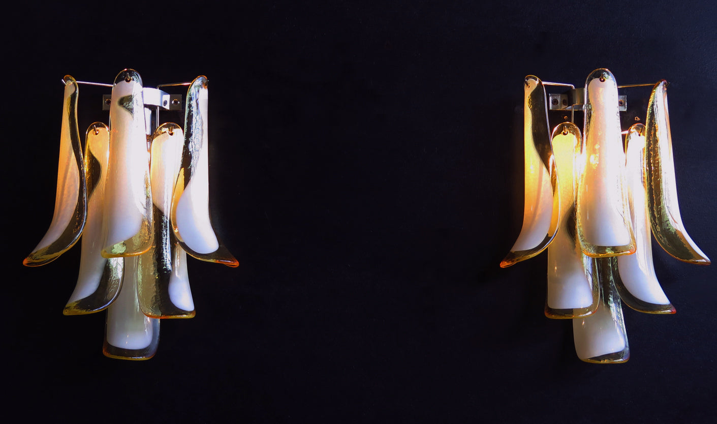 Murano Wandleuchte – 6 Karamel Blütenblattglas – 2er-Set – Detail 5 – Murano Classics