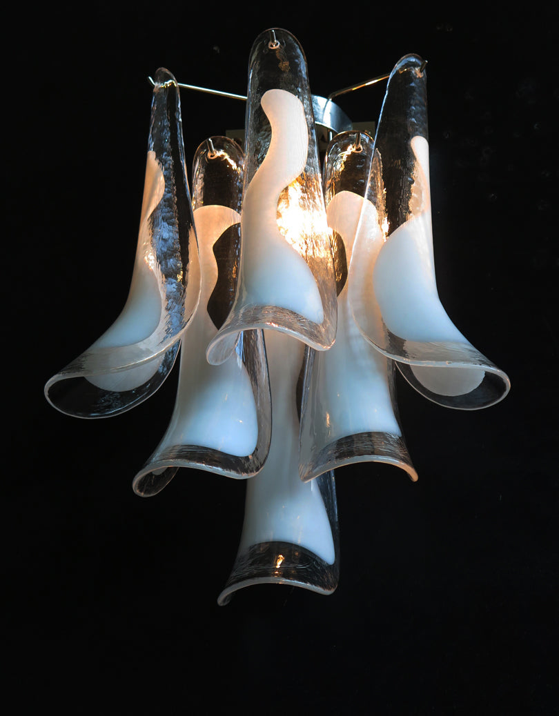 Murano Wandleuchte – 6 Weiße Blütenblattgläser – 2er-Set – Detail 7 – Murano Classics
