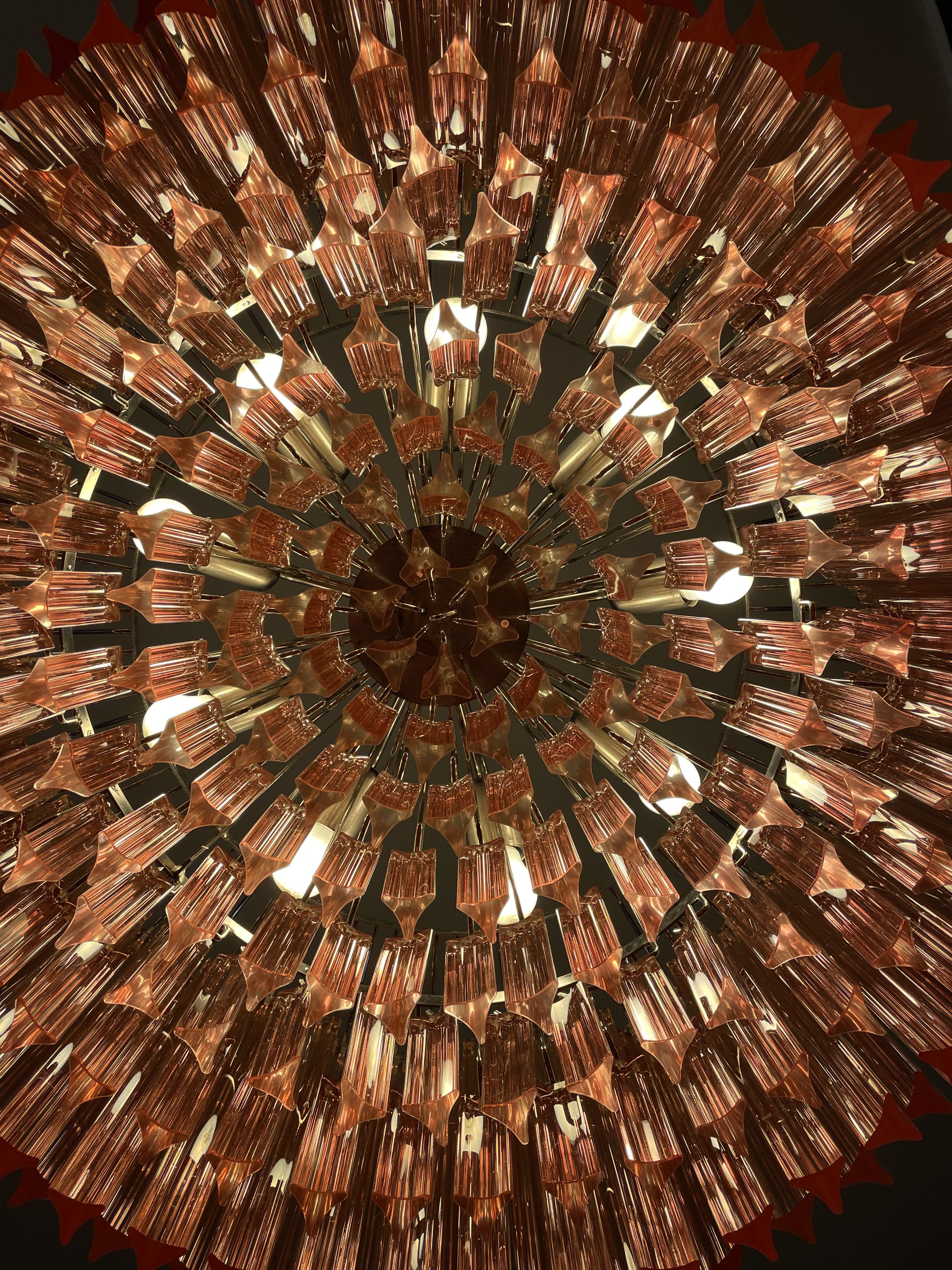 Murano Chandelier – 265 Pink Prism Glass – detail 8 – Murano Classics