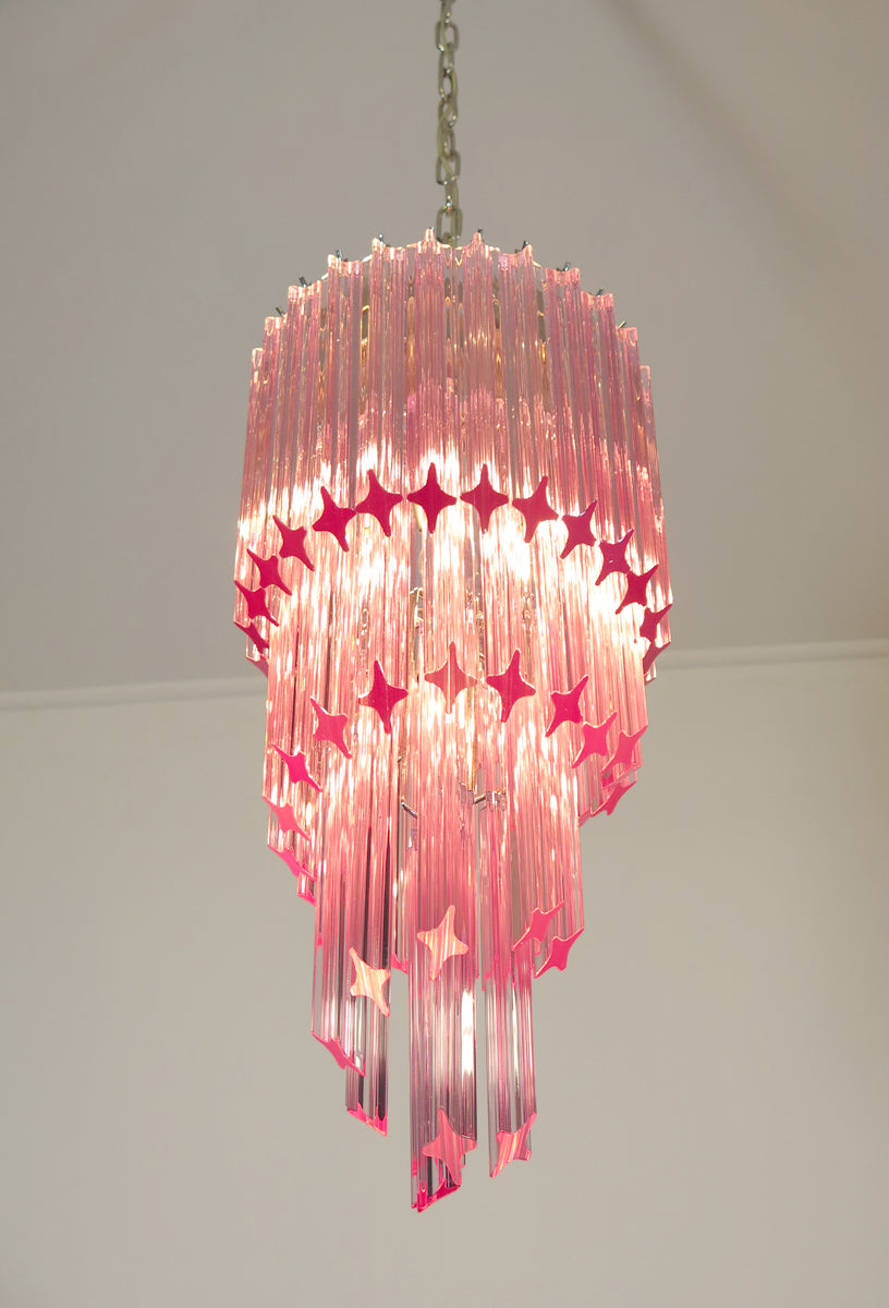 Murano Kroonluchter | 54 Roze Prisma Glas